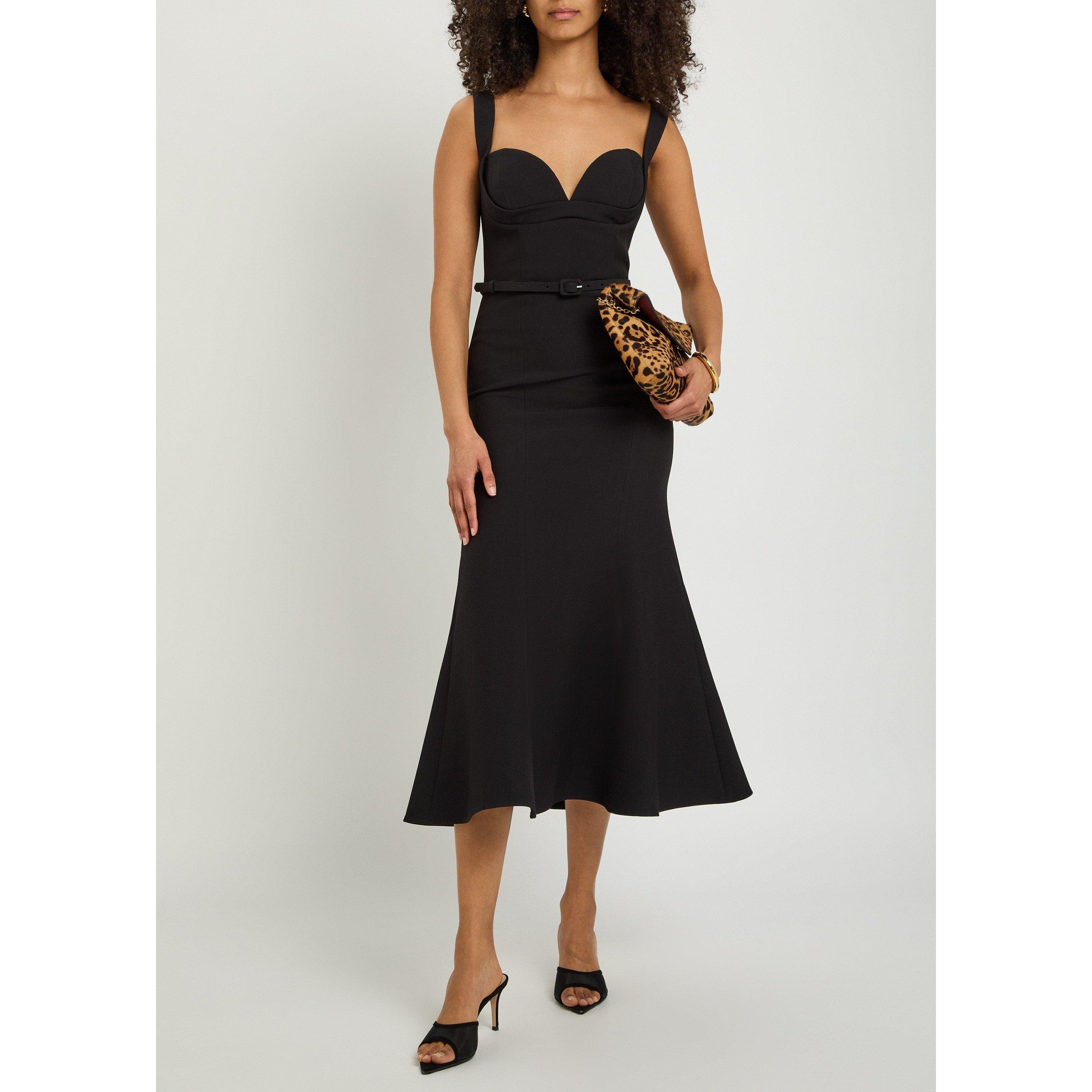 BLACK - Roland Mouret - LD BELTED FIT AND FLARE DRESS - 5