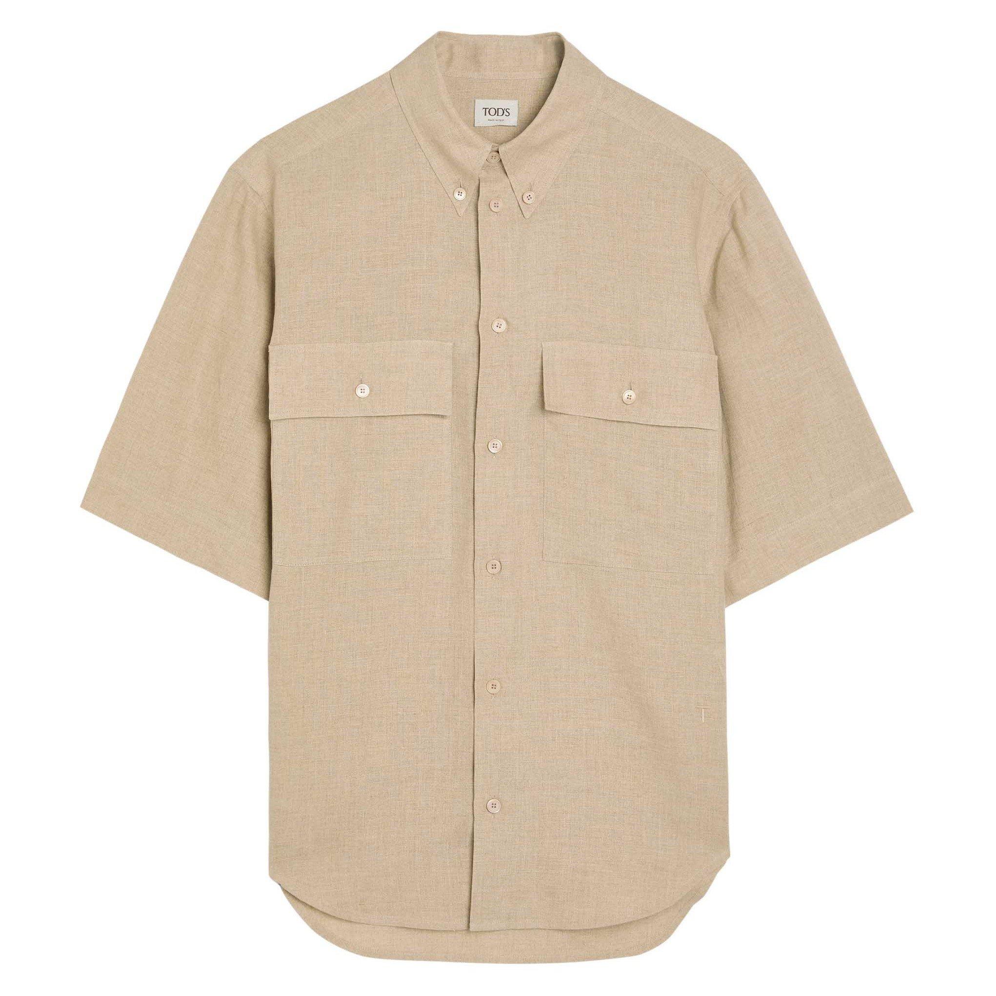 BEIGE - Tods - Women's Full Summer Short-Sleeve Linen Shirt - 1