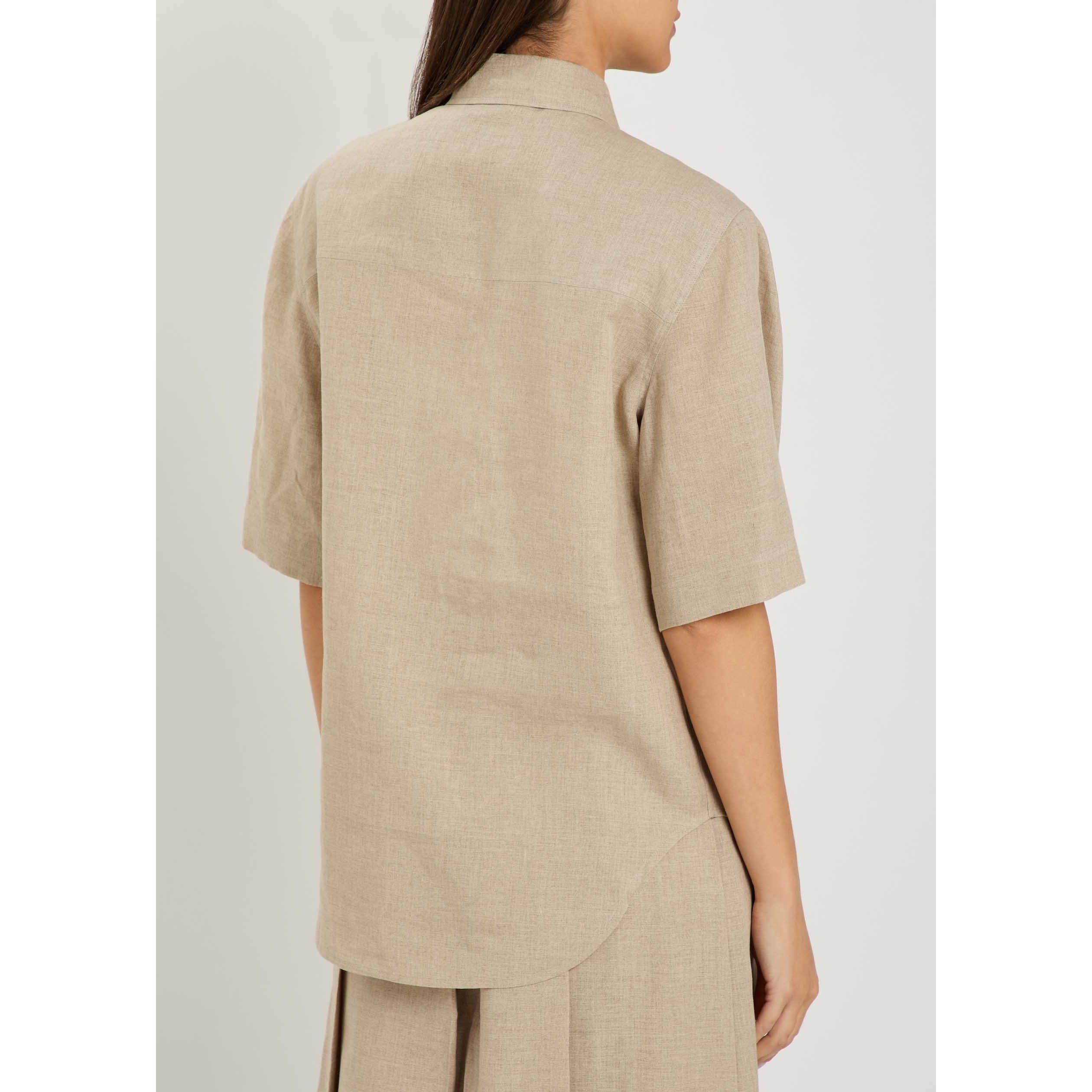 BEIGE - Tods - Women's Full Summer Short-Sleeve Linen Shirt - 3