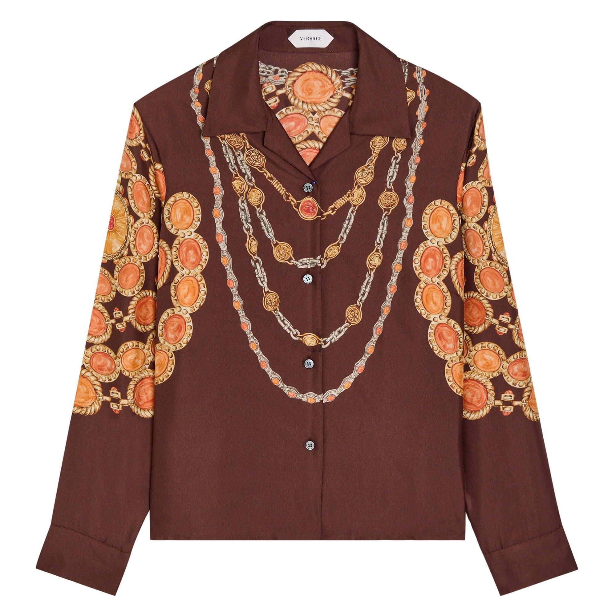 BROWN AND OTHER - Versace - INFORMAL SHIRT SILK TWILL PRIN - 1