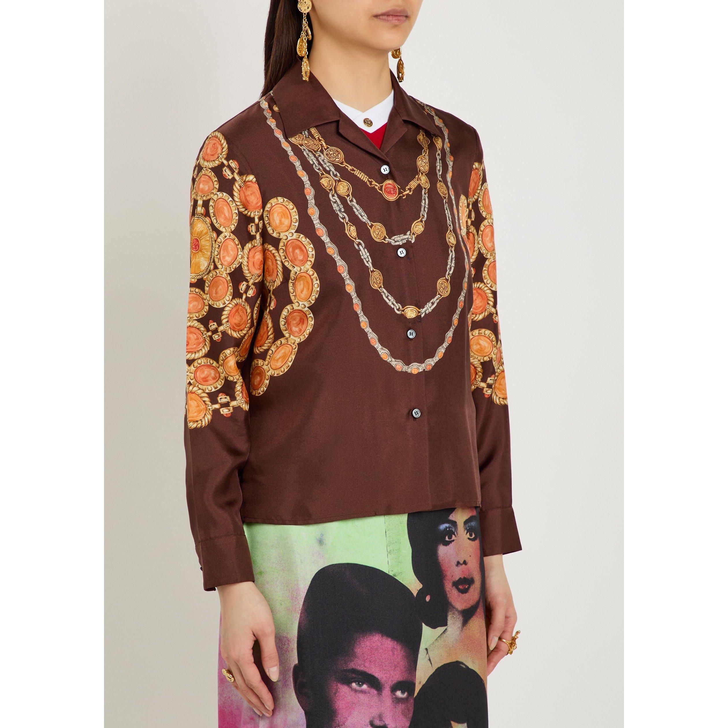 BROWN AND OTHER - Versace - INFORMAL SHIRT SILK TWILL PRIN - 2