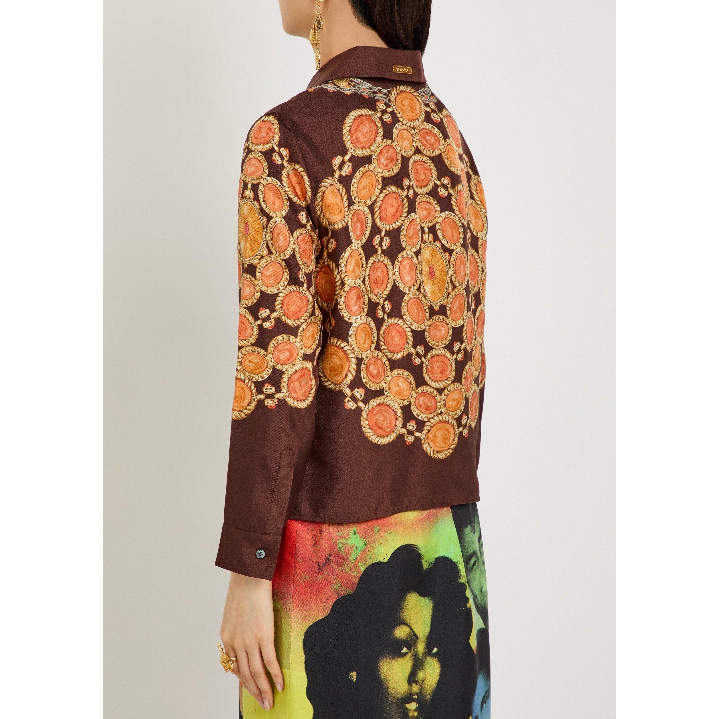 BROWN AND OTHER - Versace - INFORMAL SHIRT SILK TWILL PRIN - 3