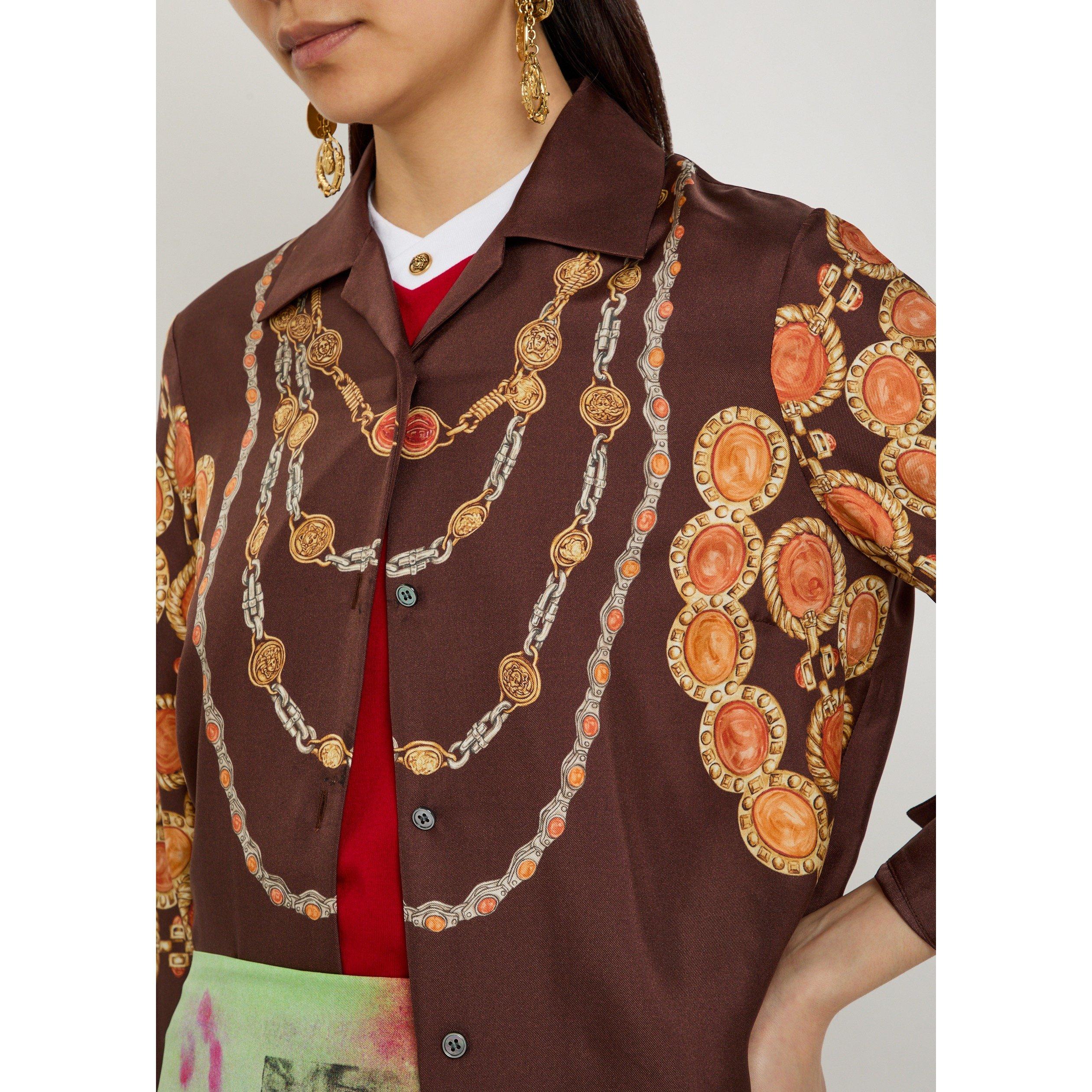 BROWN AND OTHER - Versace - INFORMAL SHIRT SILK TWILL PRIN - 4