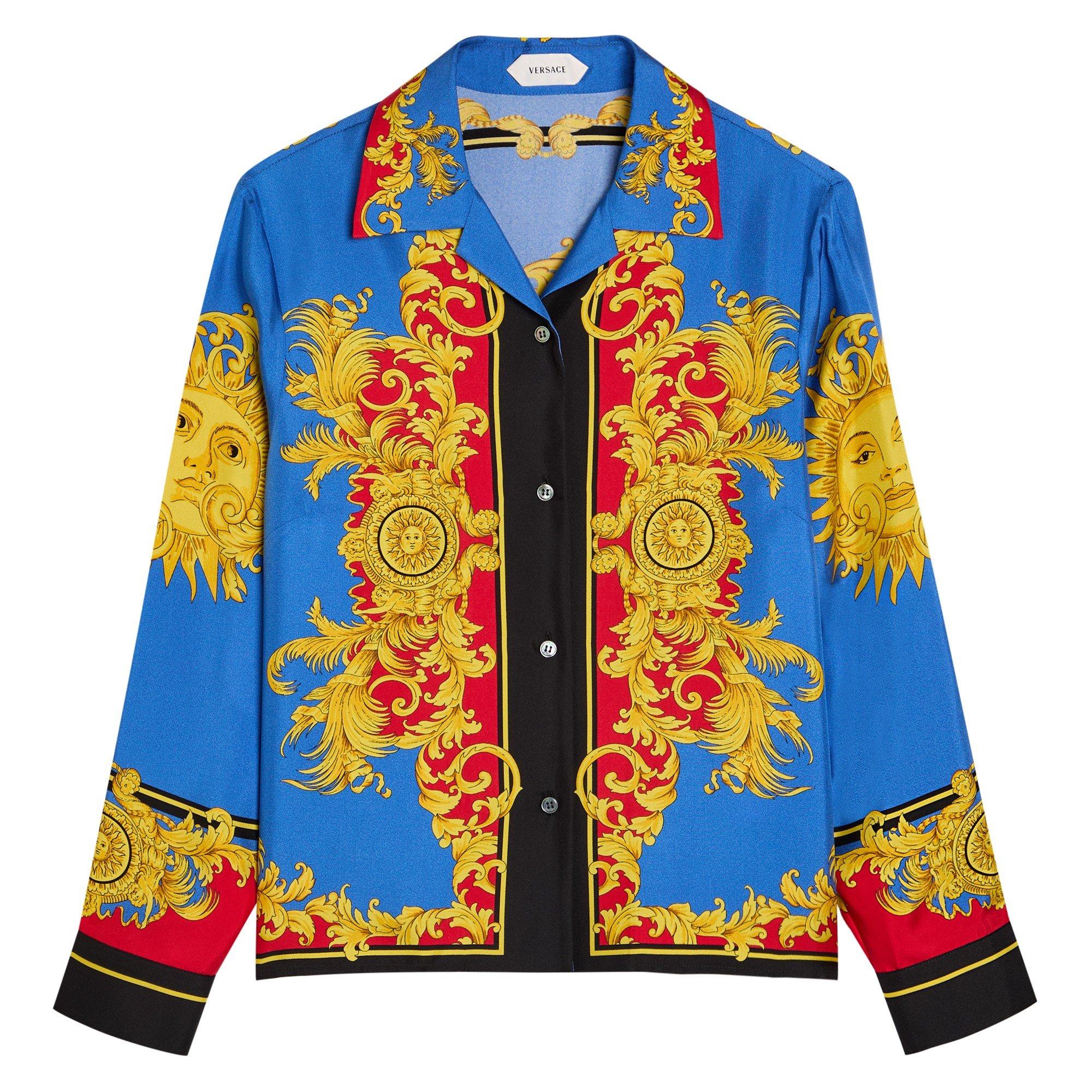 BLUE AND OTHER - Versace - INFORMAL SHIRT SILK TWILL PRIN - 1