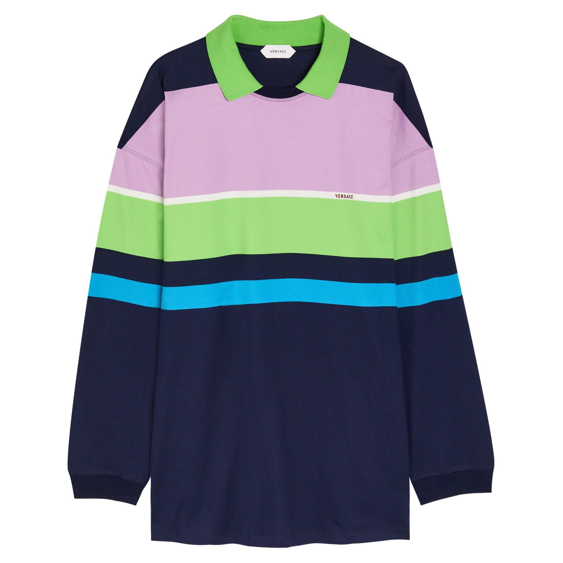 MULTICOLOURED - Versace - POLO HEAVY STRIPED COTTON JERS - 1