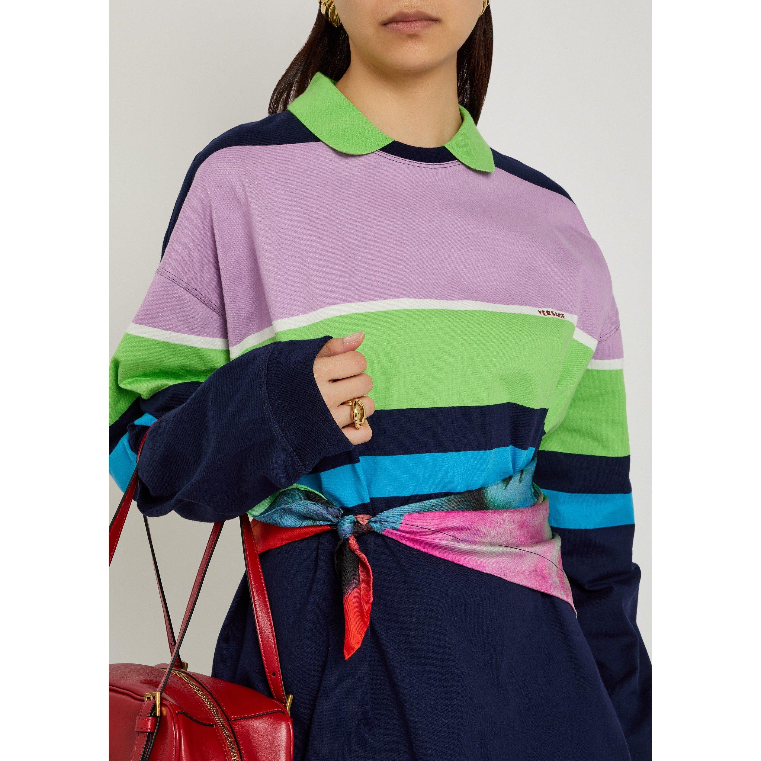 MULTICOLOURED - Versace - POLO HEAVY STRIPED COTTON JERS - 4