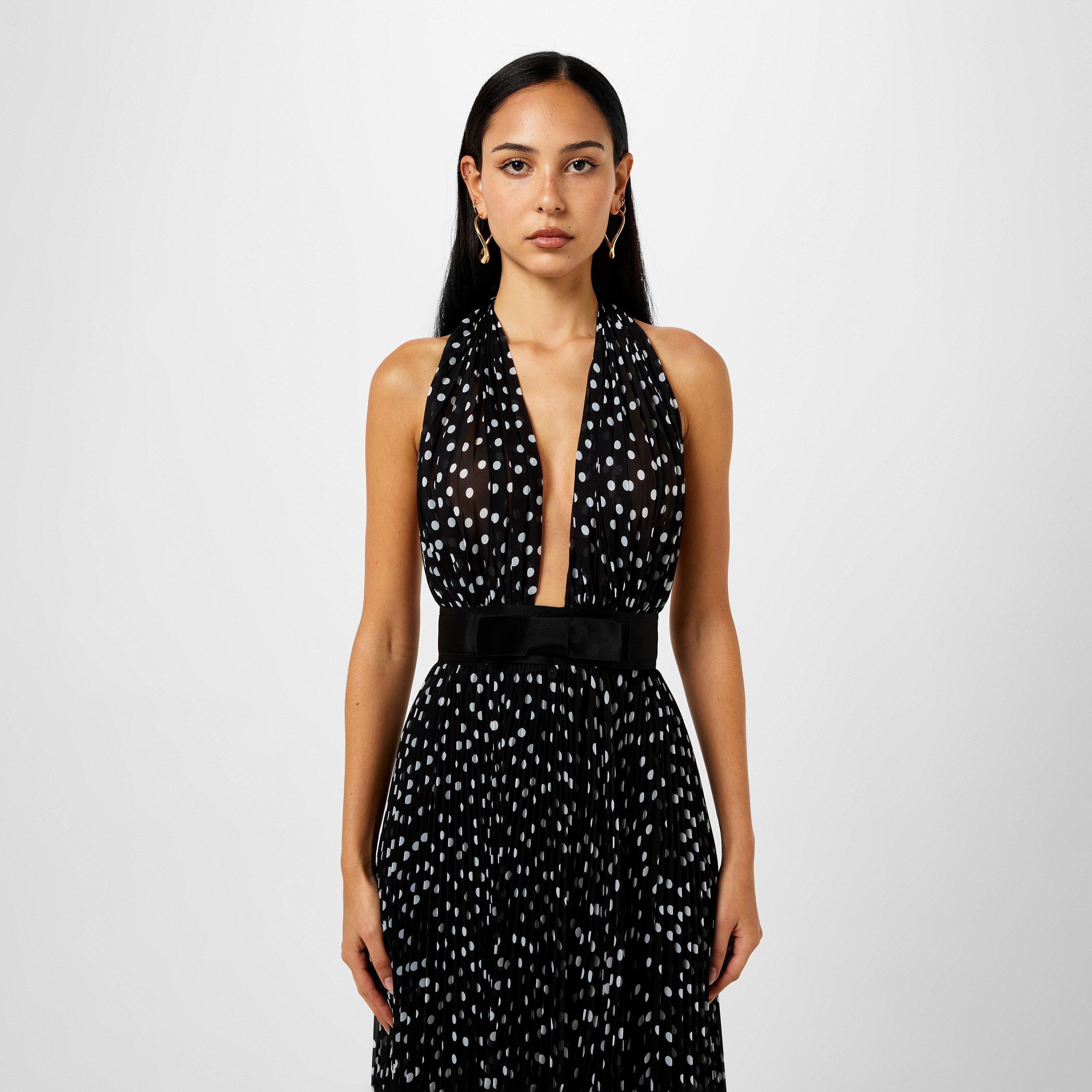 Dolce and Gabbana Polka Dot Plunge Dress Midi Dresses Cruise Fashion