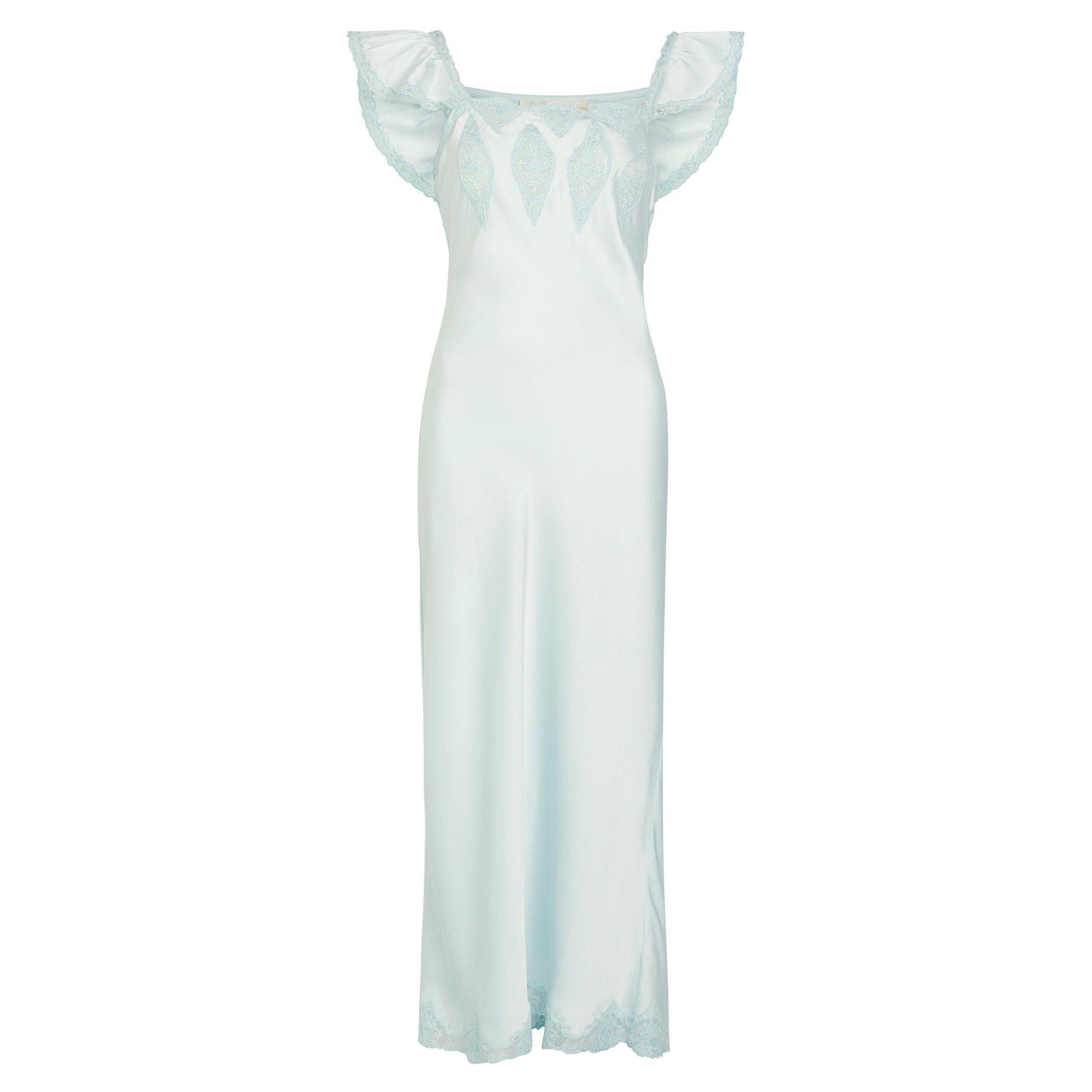 LIGHT BLUE 2 - LoveshackFancy - Women's Karmine Satin Square Neck Maxi Dress