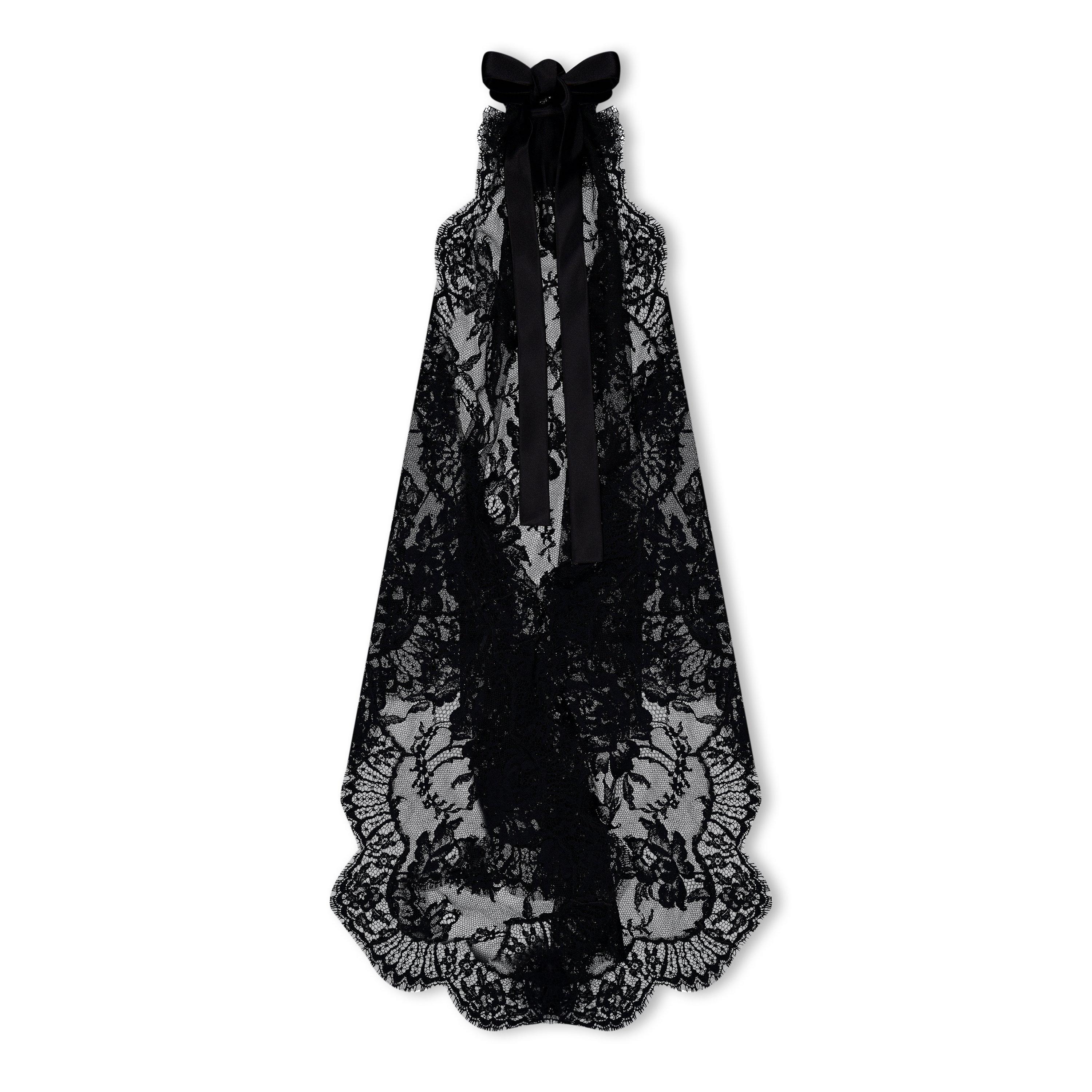 NERO - Dolce and Gabbana - Asymmetrical Lace Top With Flower Detail On Neck - 6