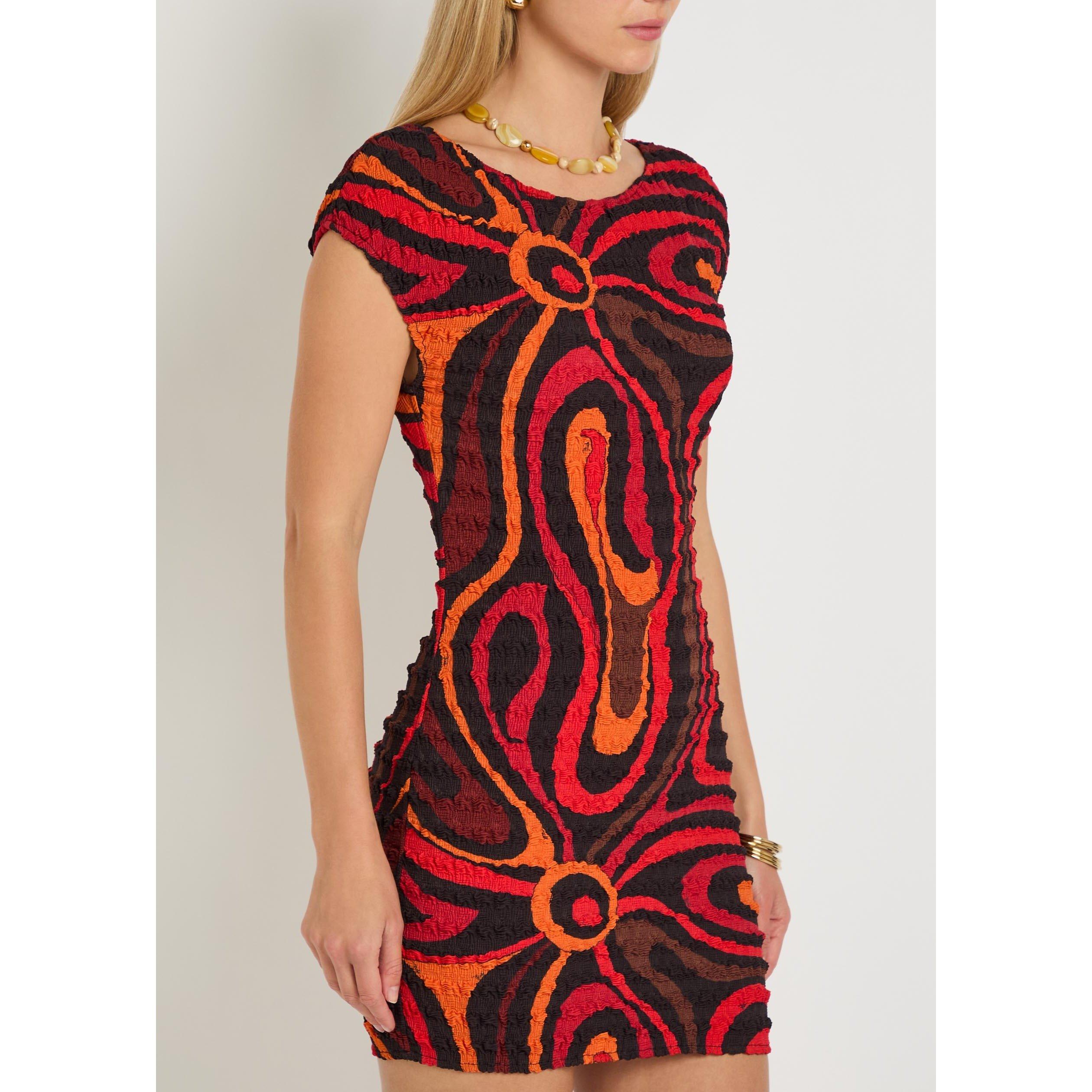 ORANGE AND OTHE - PUCCI - Women's Shibori Boat-Neck Mini Dress - 2