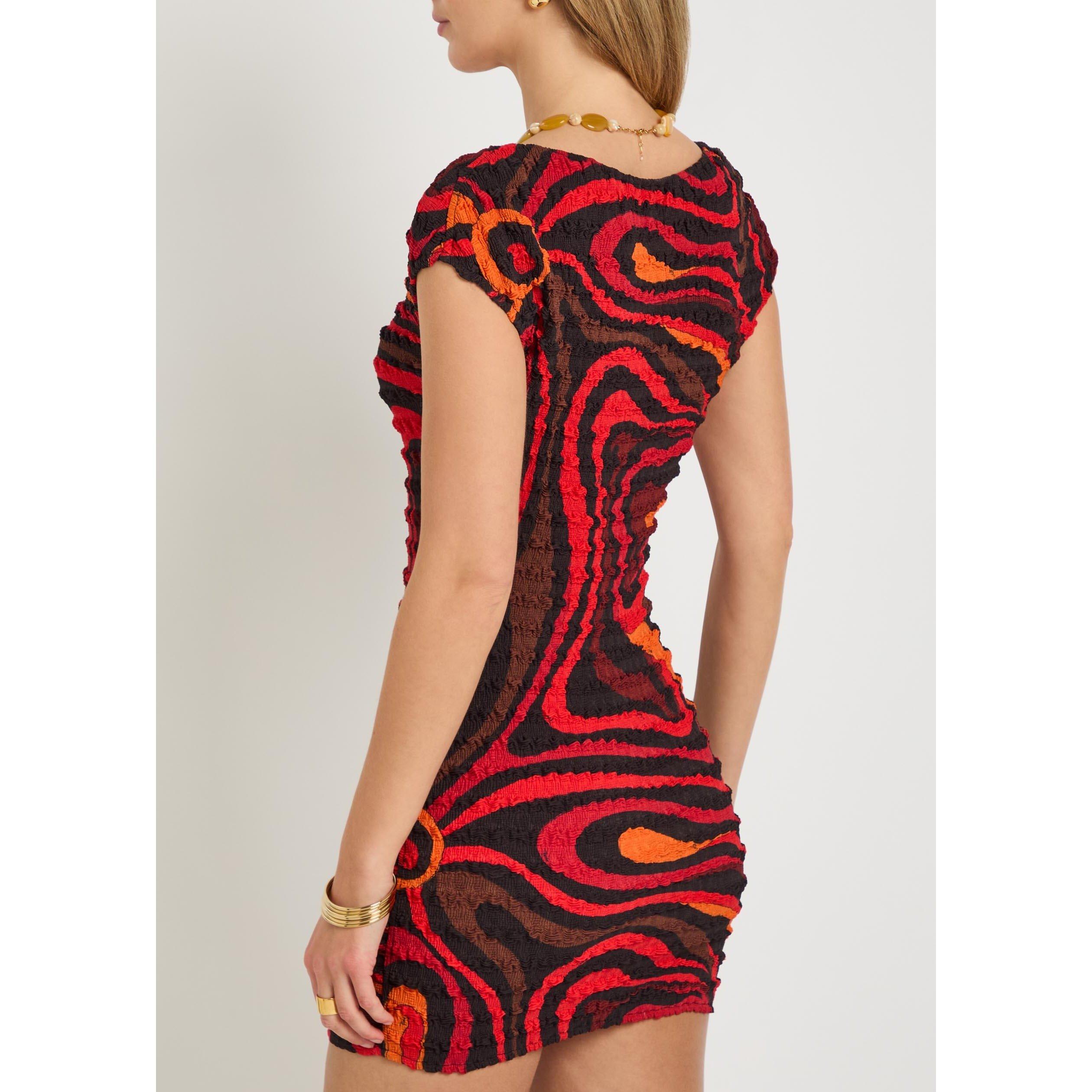 ORANGE AND OTHE - PUCCI - Women's Shibori Boat-Neck Mini Dress - 3