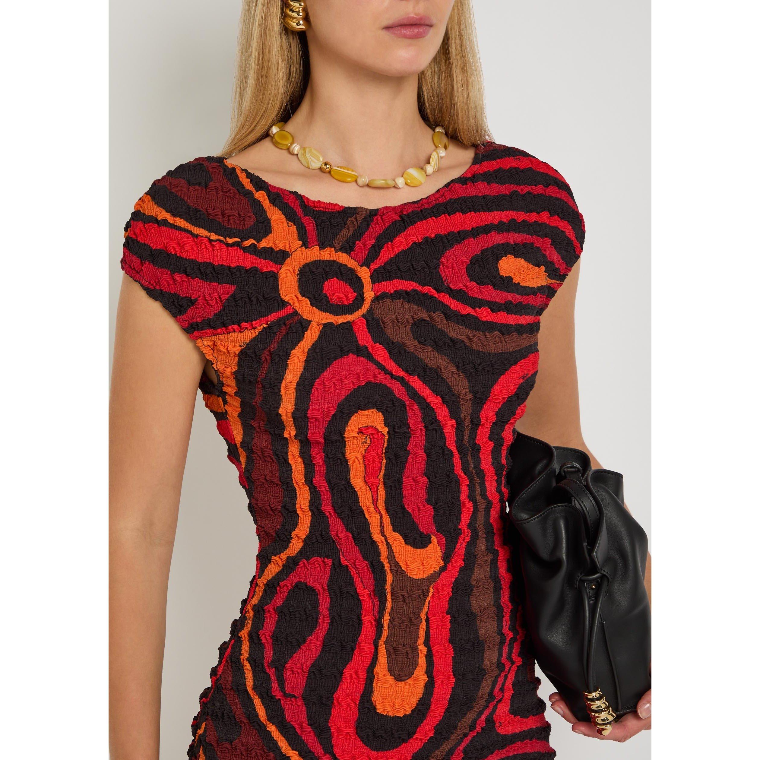 ORANGE AND OTHE - PUCCI - Women's Shibori Boat-Neck Mini Dress - 4