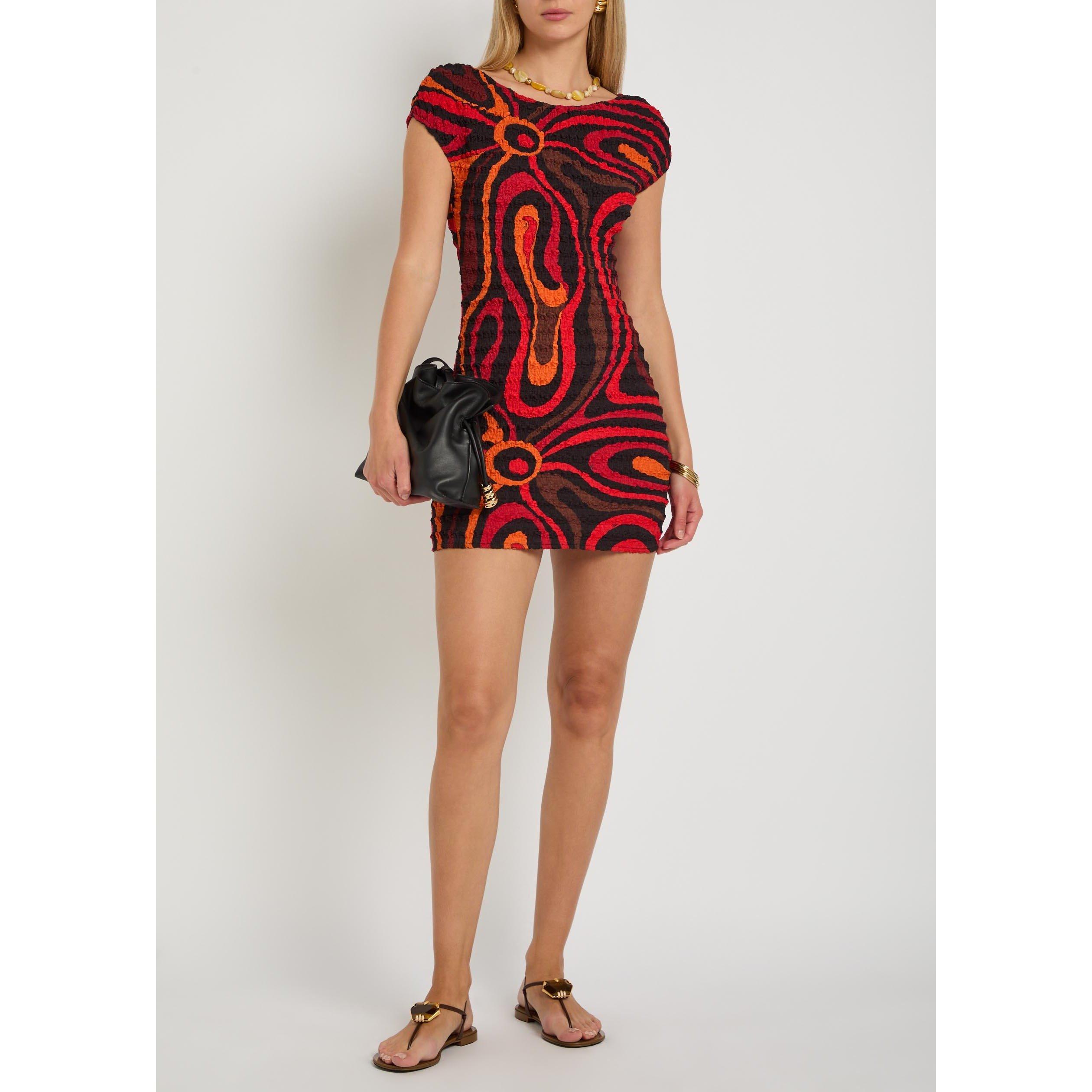 ORANGE AND OTHE - PUCCI - Women's Shibori Boat-Neck Mini Dress - 5