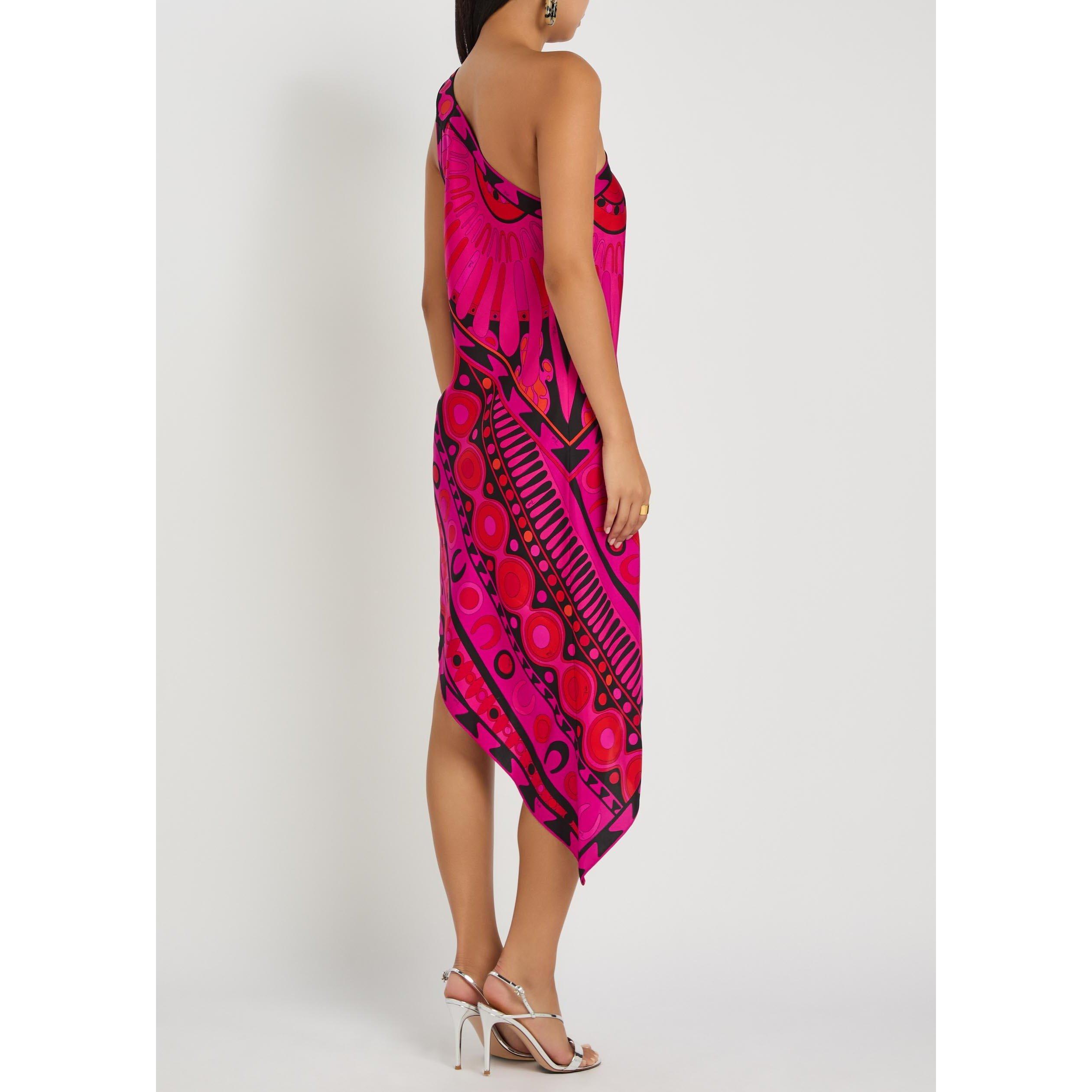 PINK AND OTHER - PUCCI - Women's Silk Asymmetric One Shoulder Mini Dress - 3