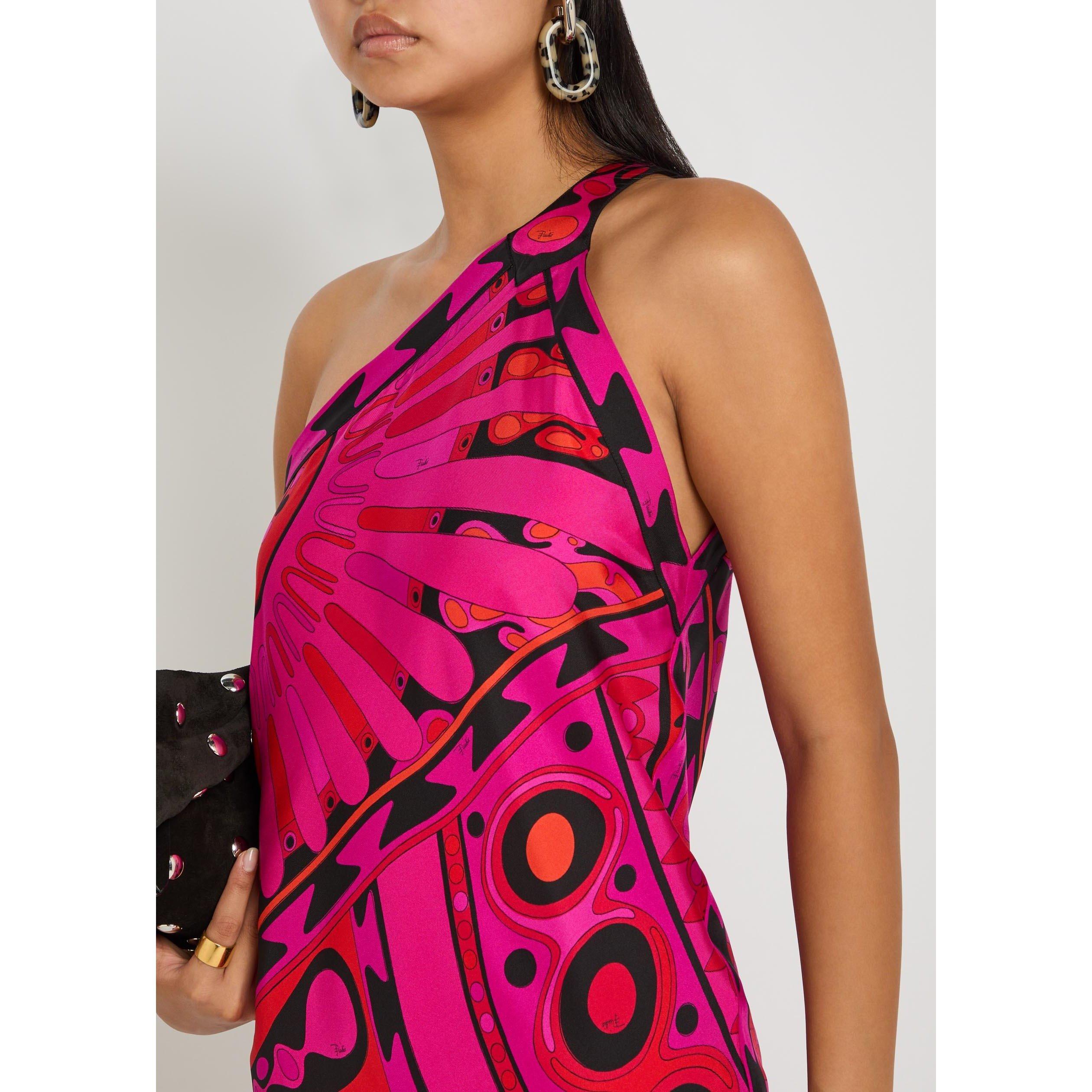 PINK AND OTHER - PUCCI - Women's Silk Asymmetric One Shoulder Mini Dress - 4