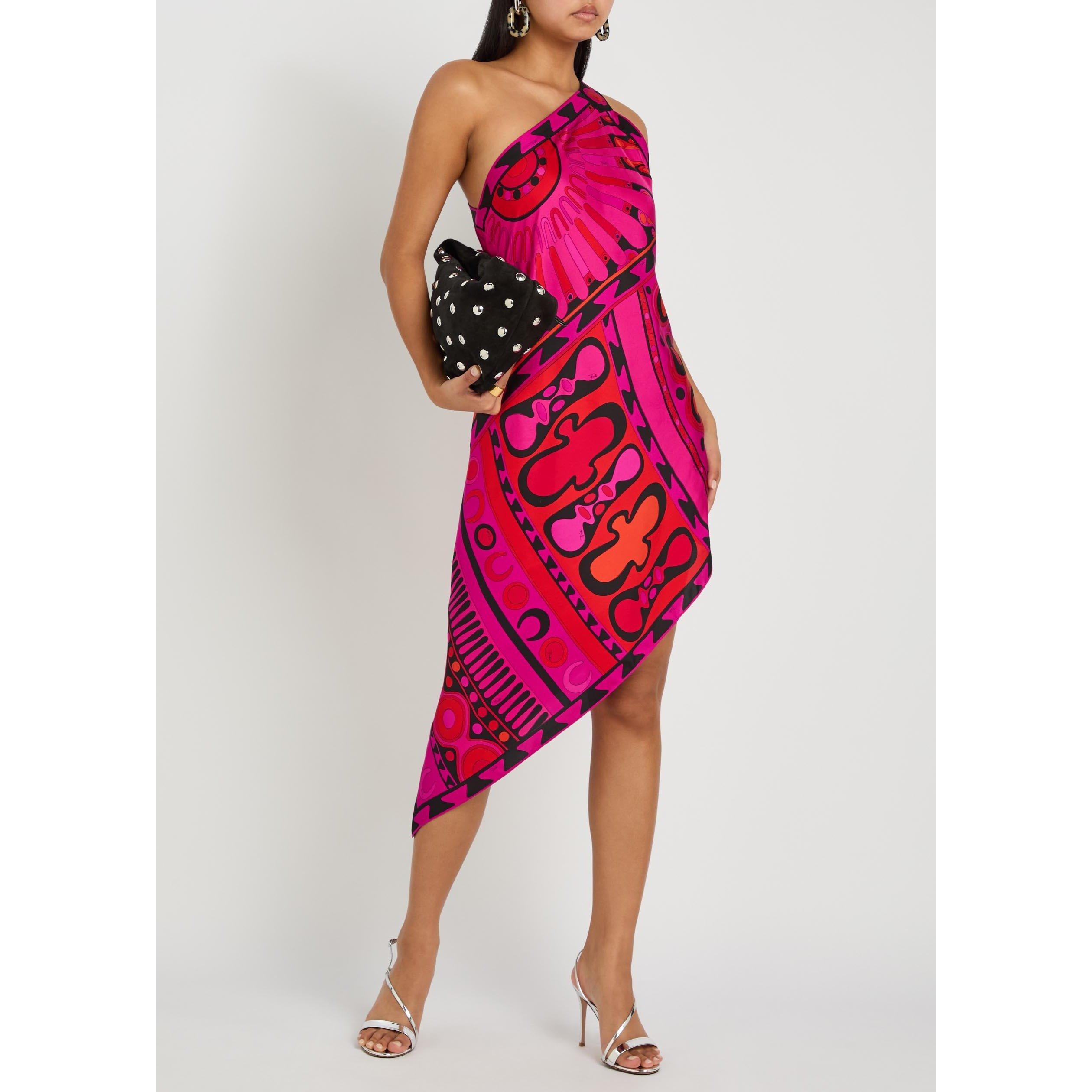 PINK AND OTHER - PUCCI - Women's Silk Asymmetric One Shoulder Mini Dress - 5