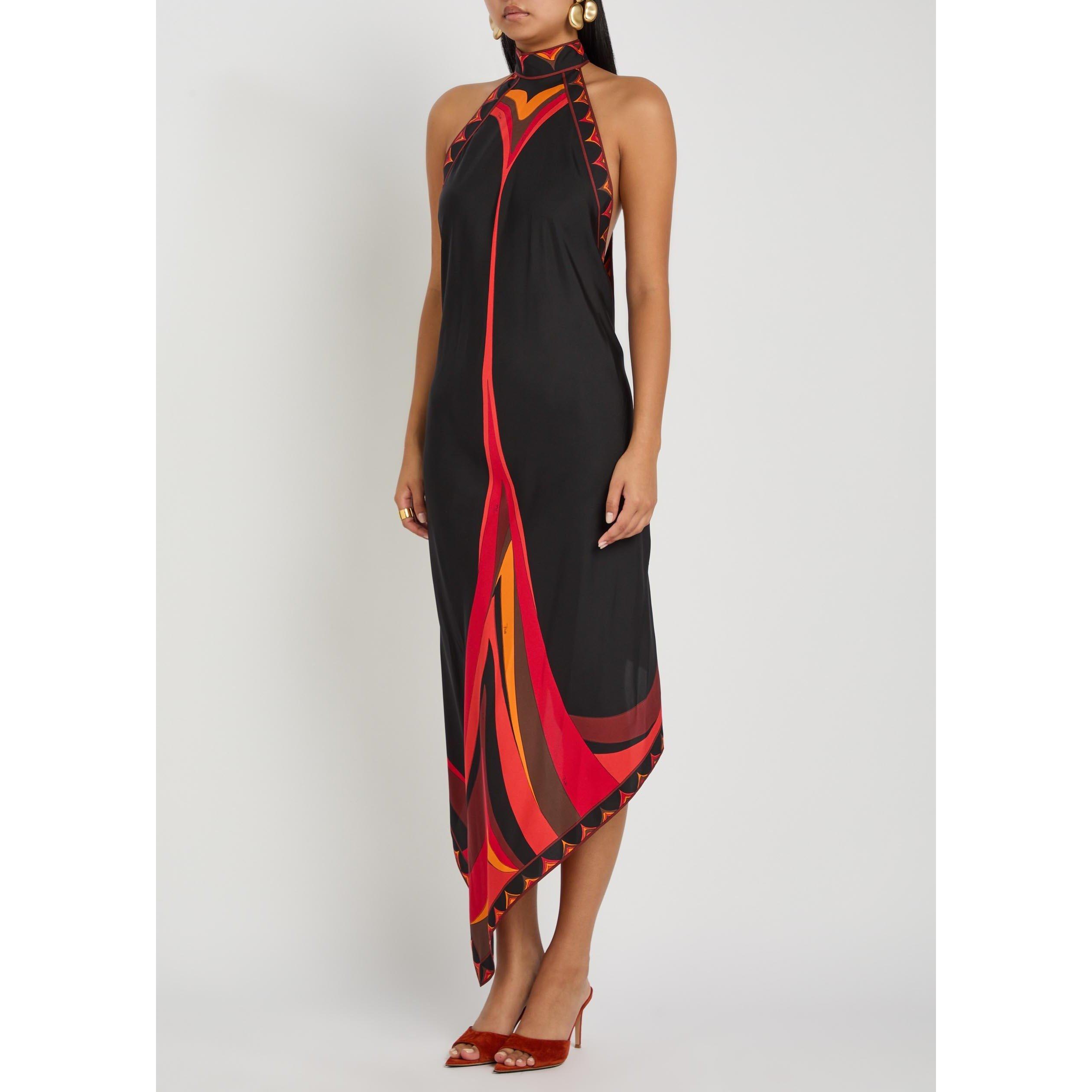 ORANGE AND OTHE - PUCCI - Women's Silk Halter Neck Maxi Dress - 2
