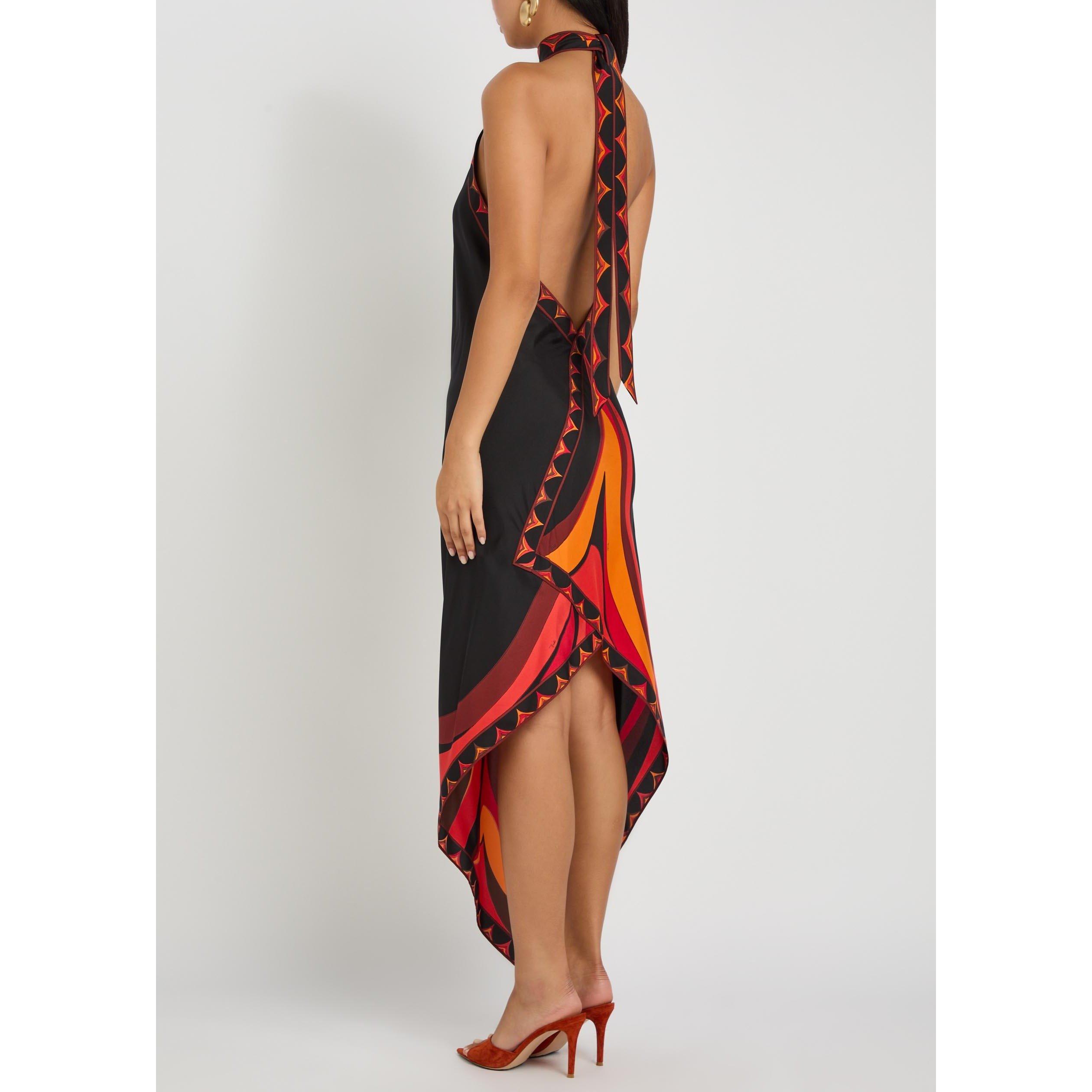 ORANGE AND OTHE - PUCCI - Women's Silk Halter Neck Maxi Dress - 3