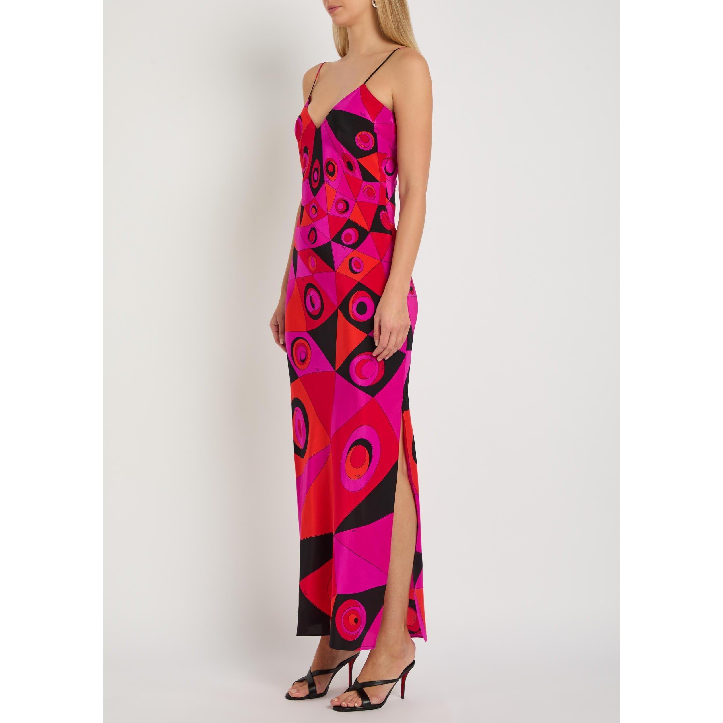 PINK AND OTHER - PUCCI - Women's Silk V-Neck Maxi Dress - 2