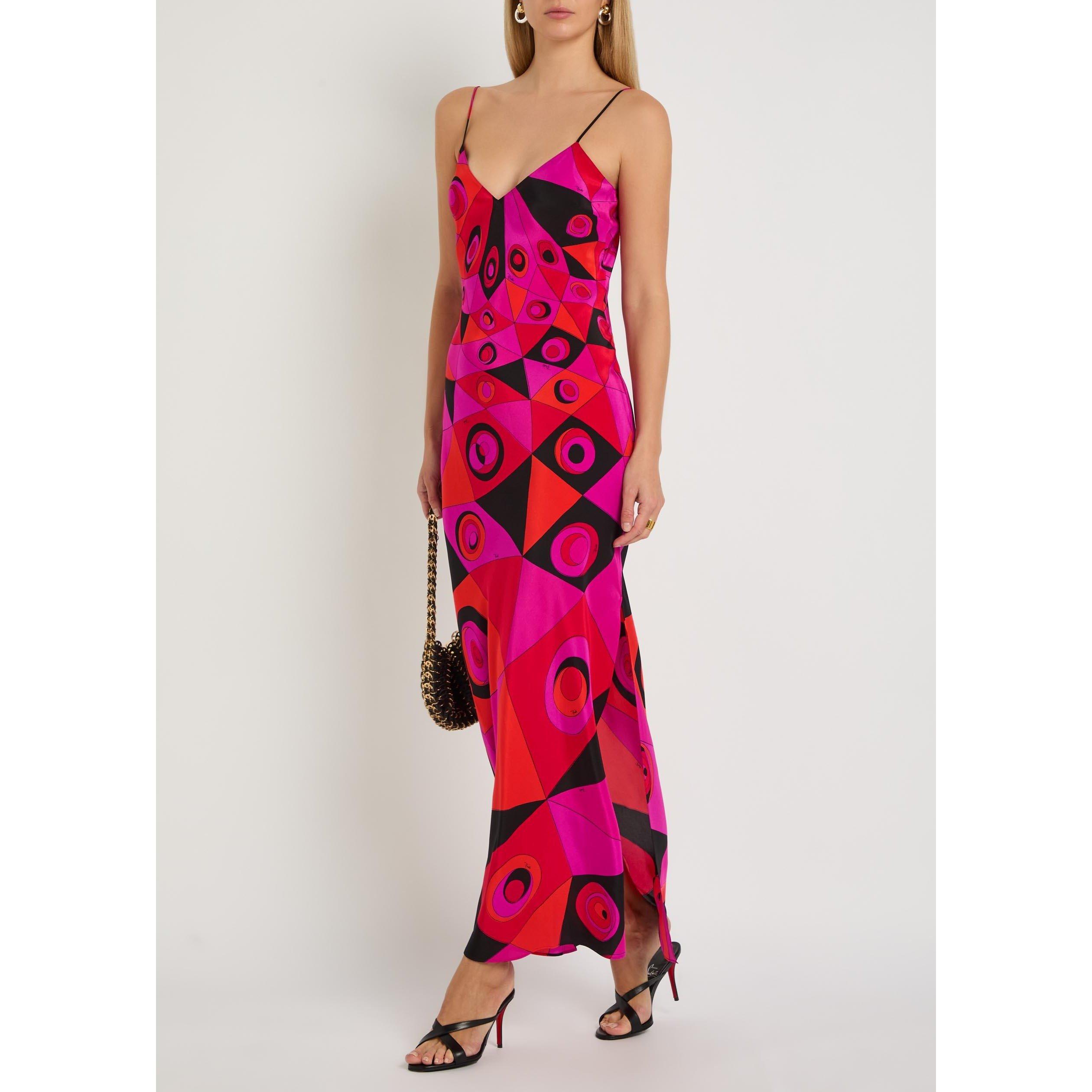 PINK AND OTHER - PUCCI - Women's Silk V-Neck Maxi Dress - 5