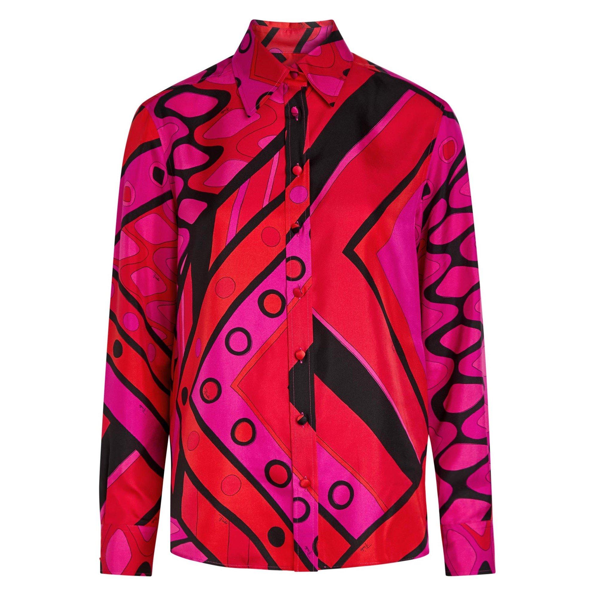PINK AND OTHER - PUCCI - Women's Silk Patterned Long-Sleeve Relaxed-Fit Shirt - 1
