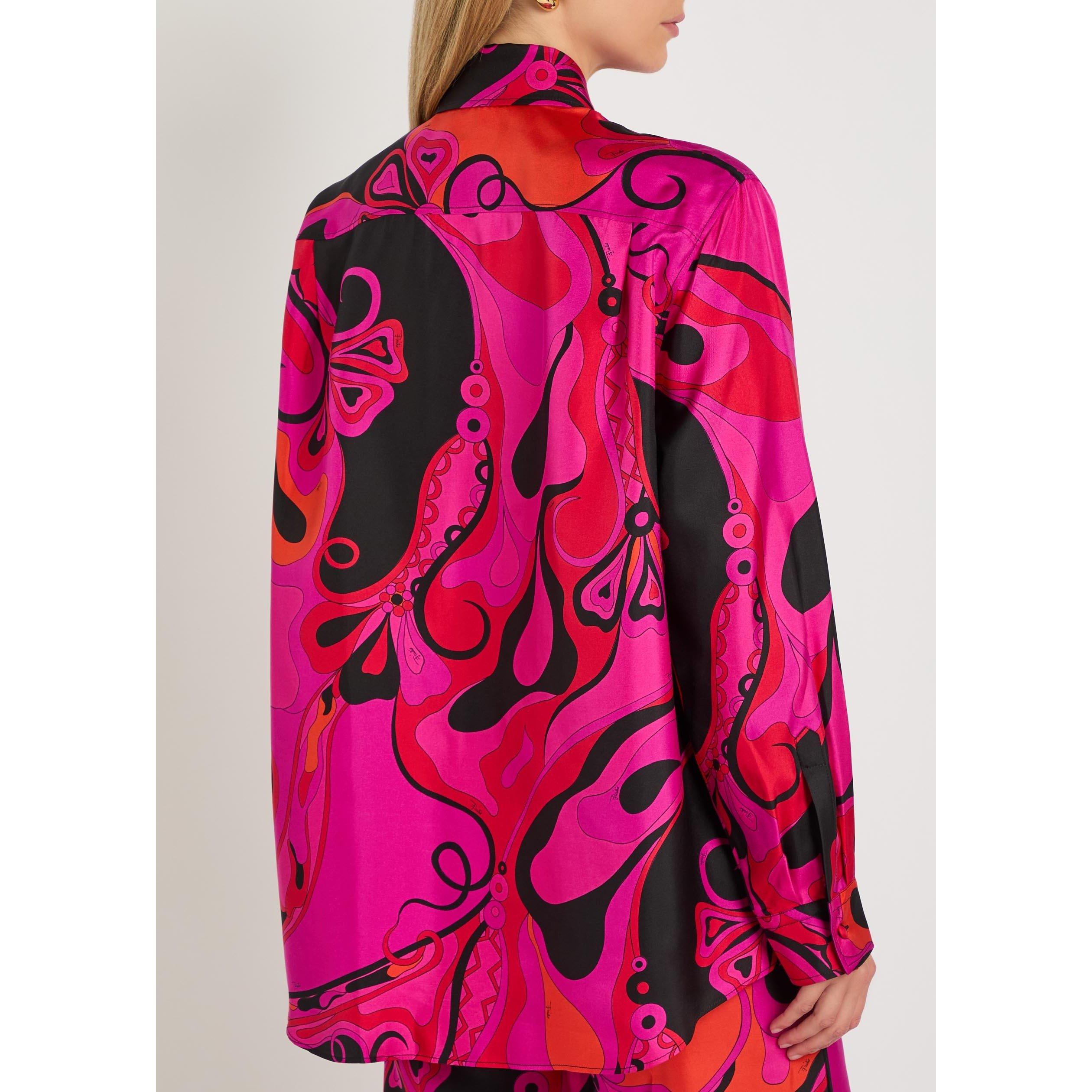 PINK AND OTHER - PUCCI - Women's Silk Long-Sleeve Patterned Shirt - 3
