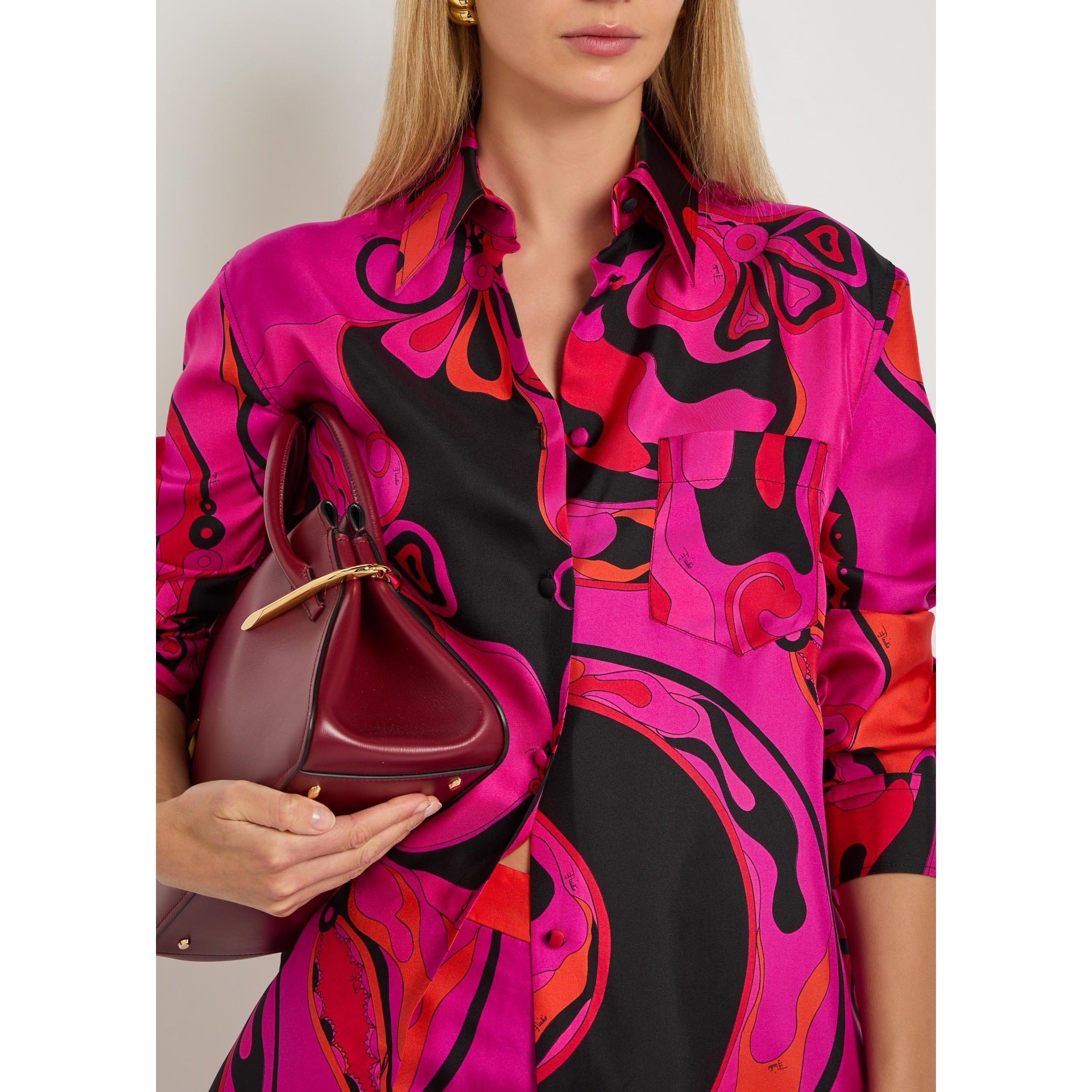 PINK AND OTHER - PUCCI - Women's Silk Long-Sleeve Patterned Shirt - 4