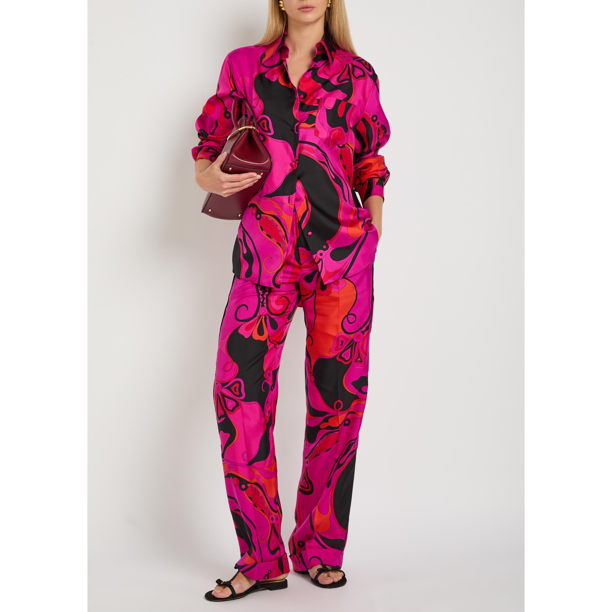 PINK AND OTHER - PUCCI - Women's Silk Long-Sleeve Patterned Shirt - 5