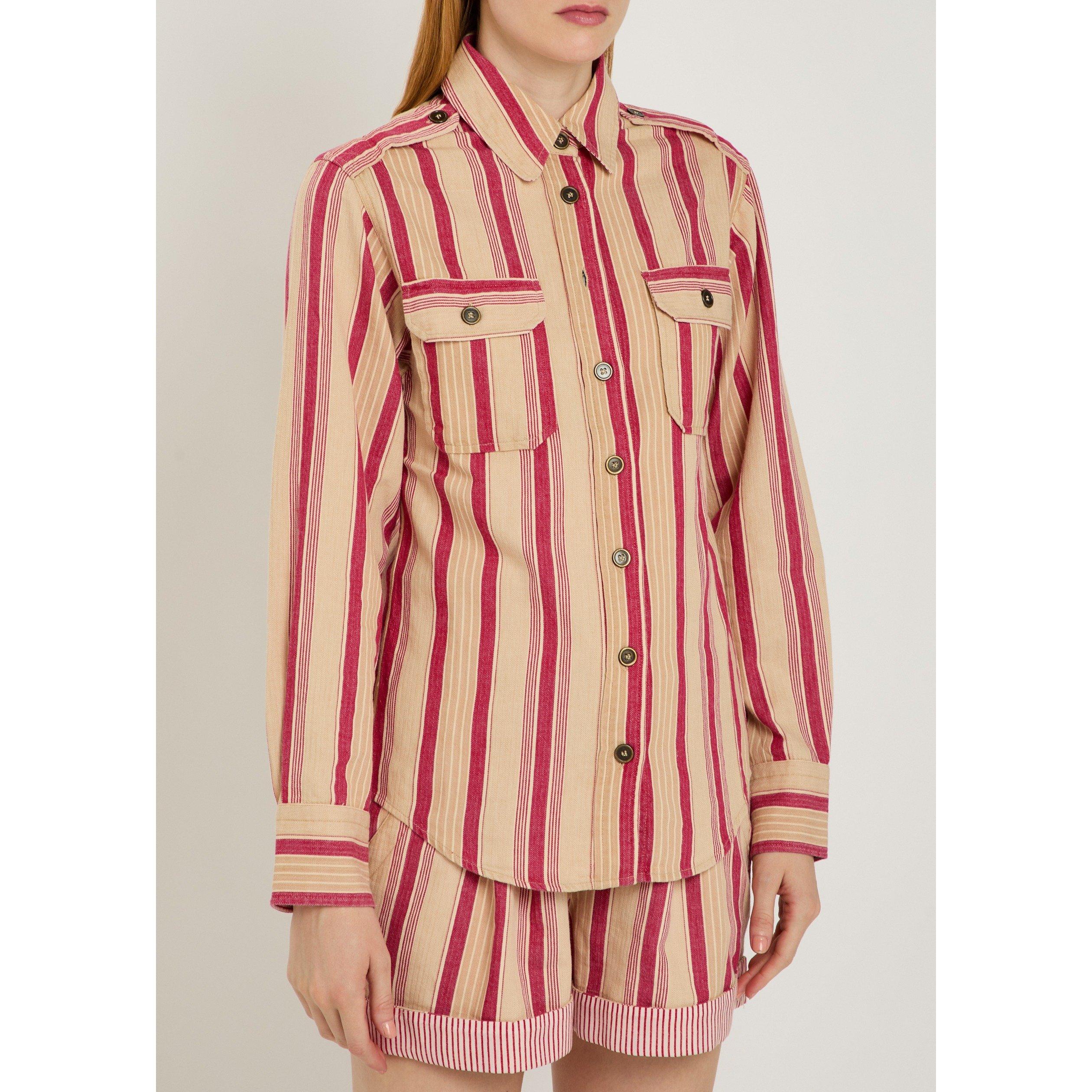 BEIGE AND OTHER - Marant Etoile - Women's Gelva Striped Cotton Long-Sleeve Slim-Fit Shirt - 2