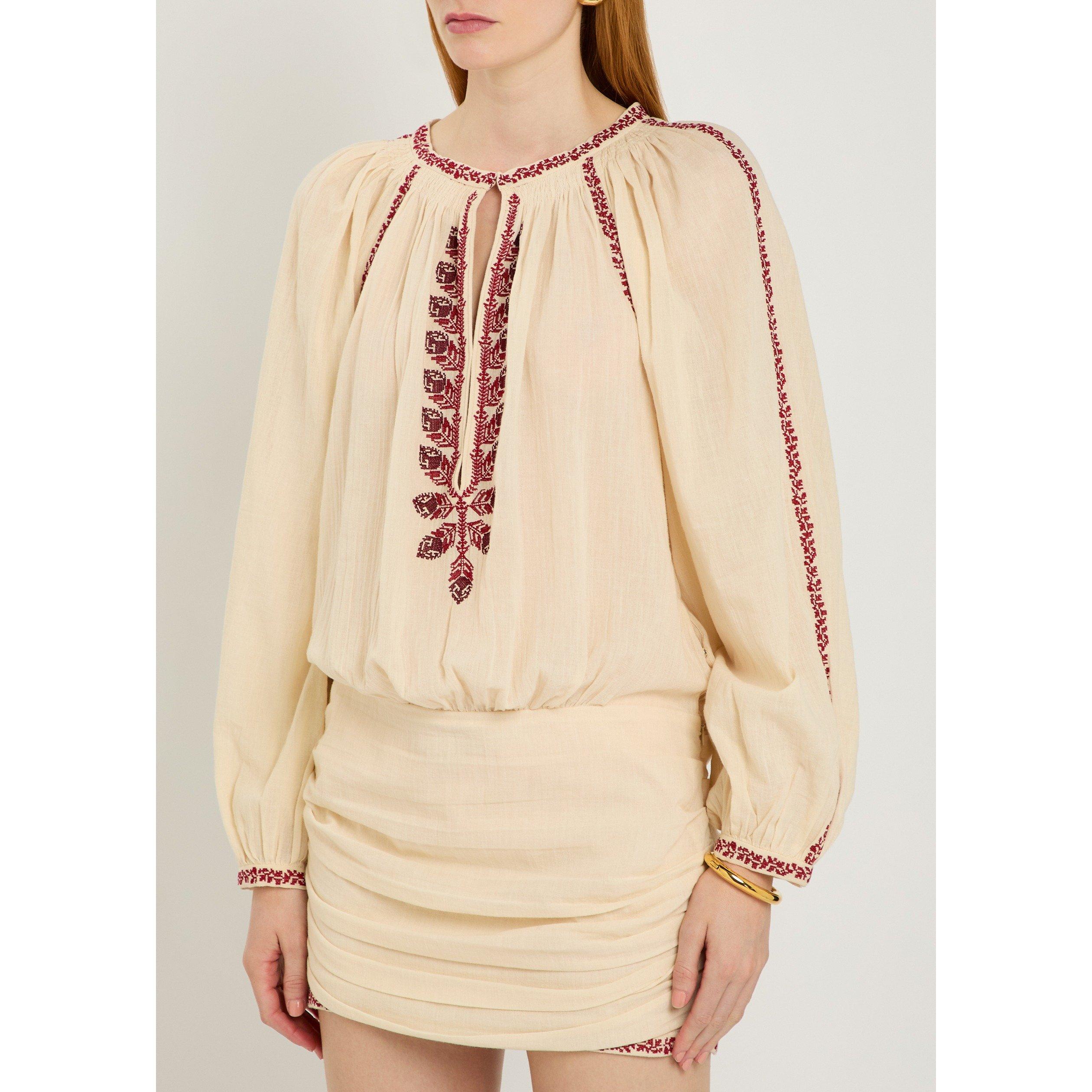 BEIGE AND OTHER - Marant Etoile - Women's Ludy Embroidered Cotton Mini Dress - 2