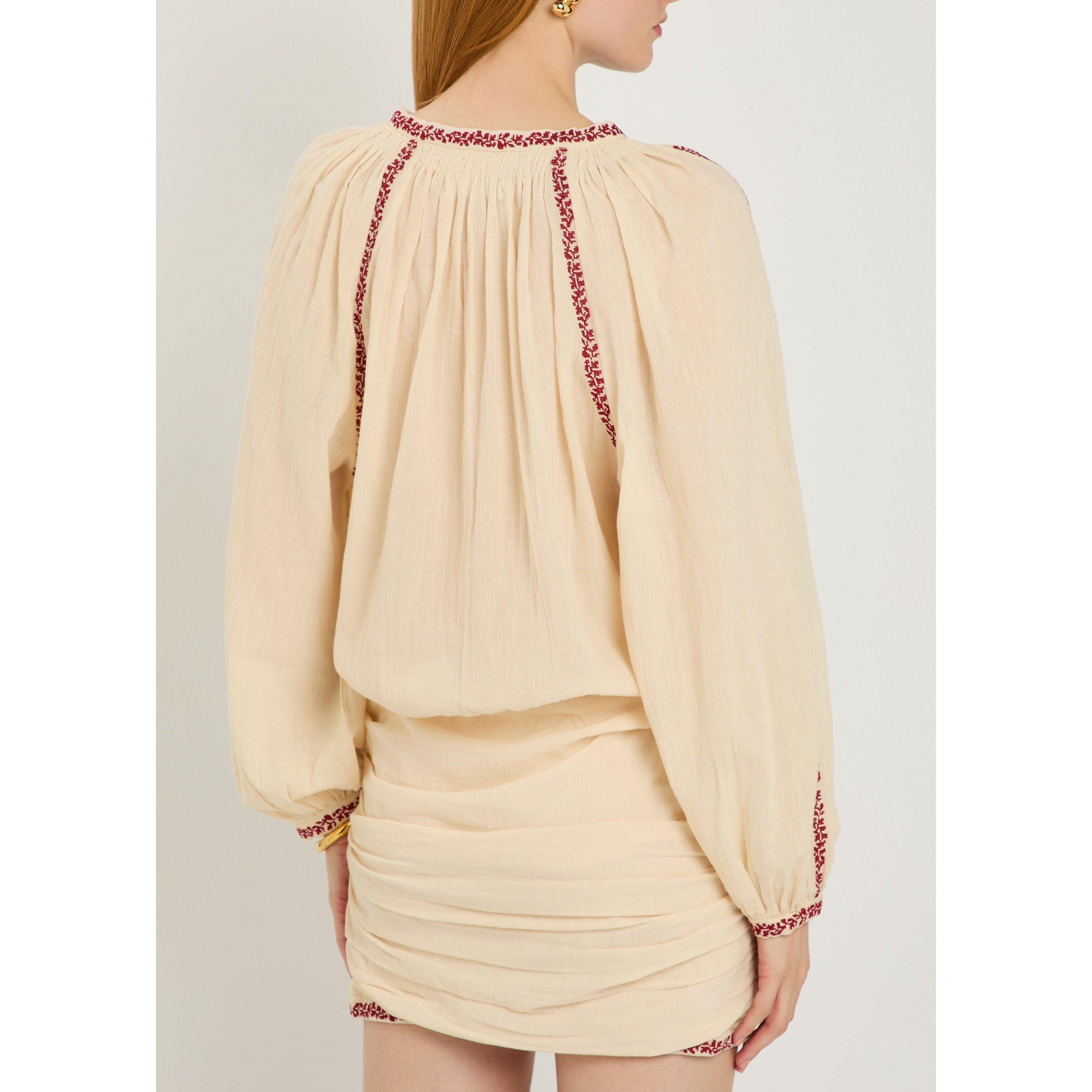 BEIGE AND OTHER - Marant Etoile - Women's Ludy Embroidered Cotton Mini Dress - 3