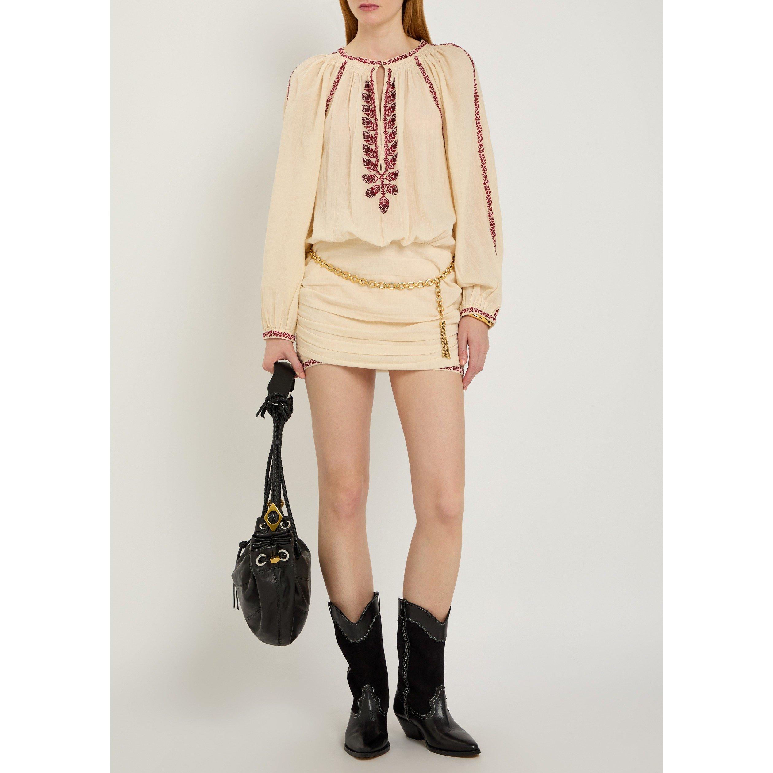 BEIGE AND OTHER - Marant Etoile - Women's Ludy Embroidered Cotton Mini Dress - 5