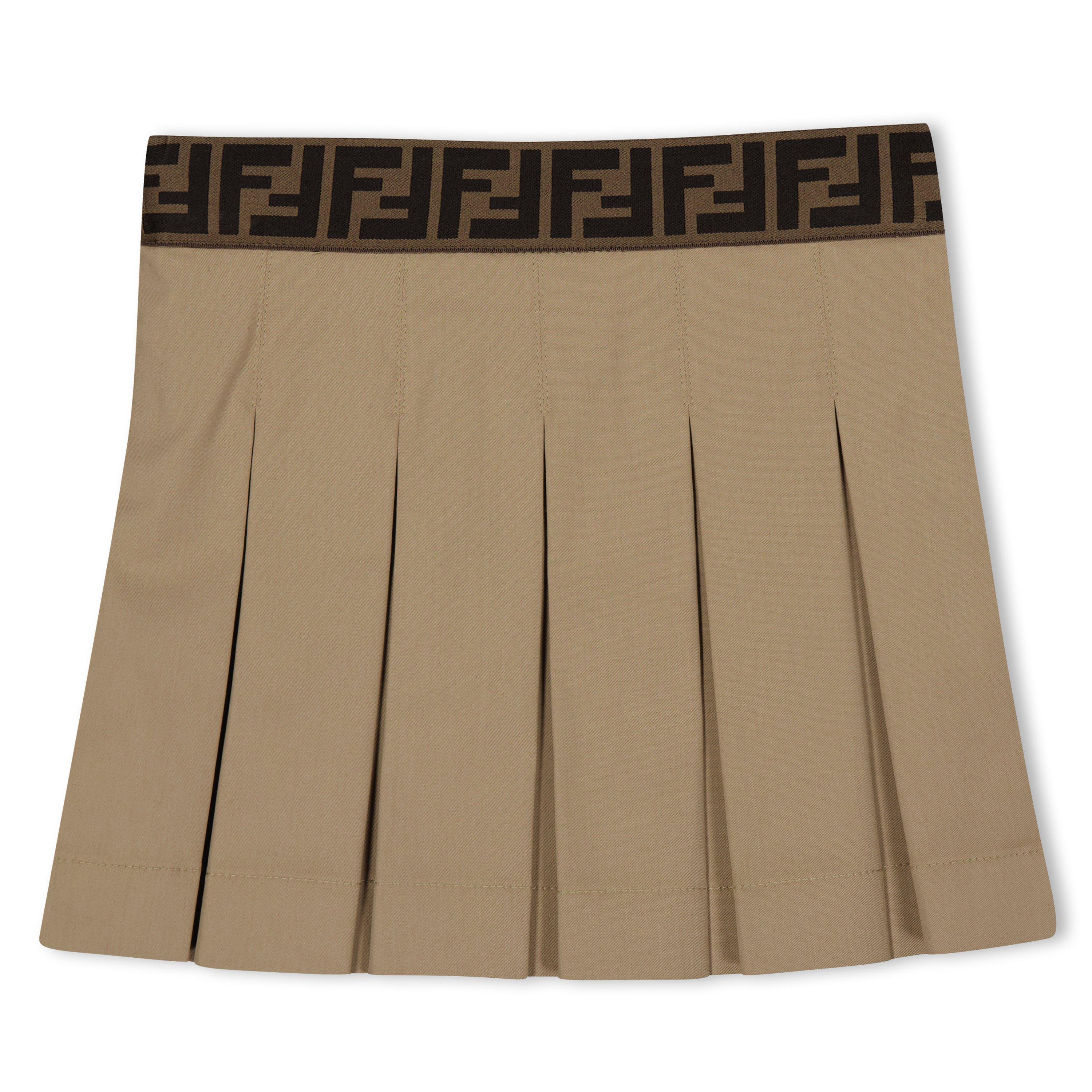 Beige F1F4G - Fendi - Branded Waistband Pleated Skirt Juniors - 2