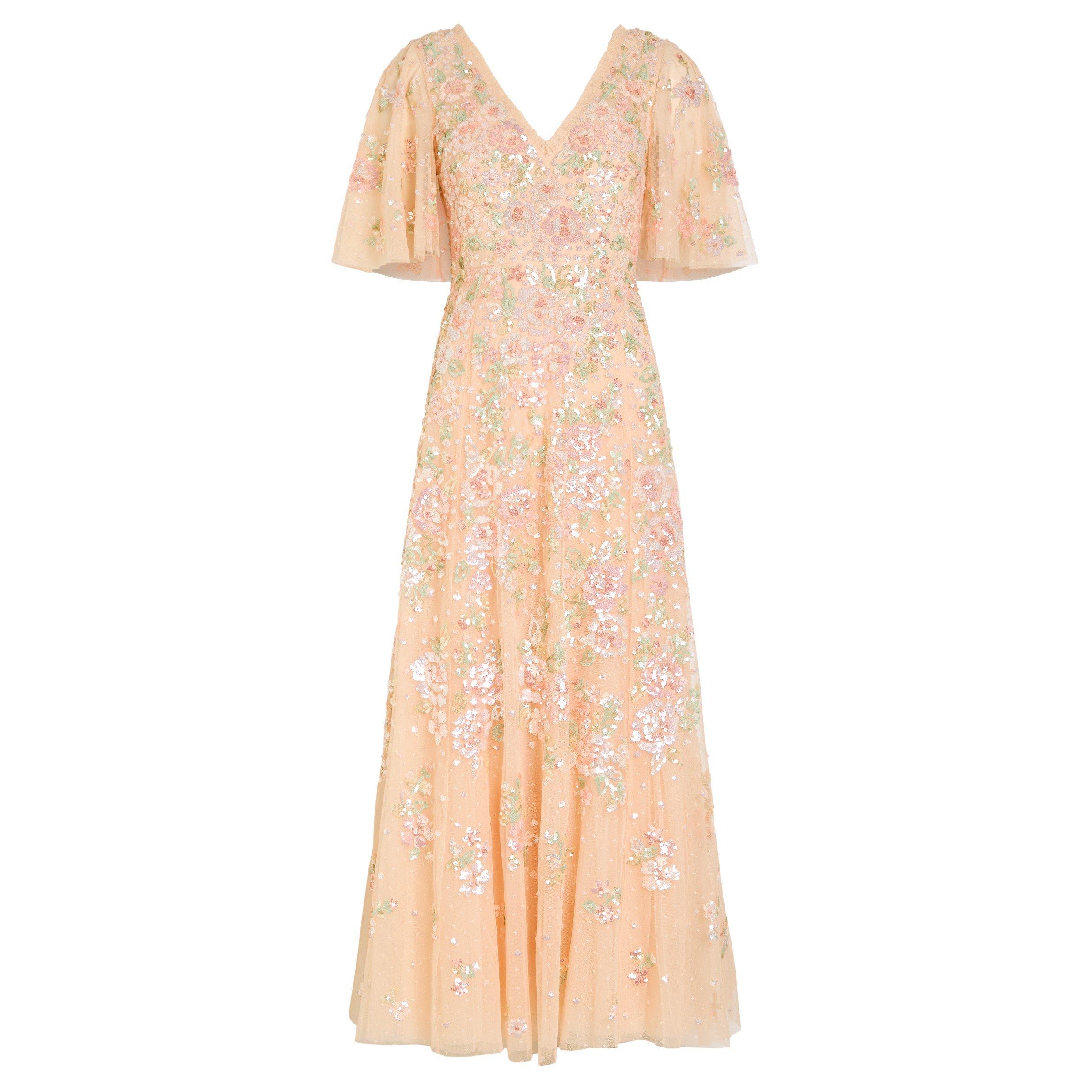 PINK - Needle and Thread - LD SEQUIN BOUQUET CAPE GOWN - 1
