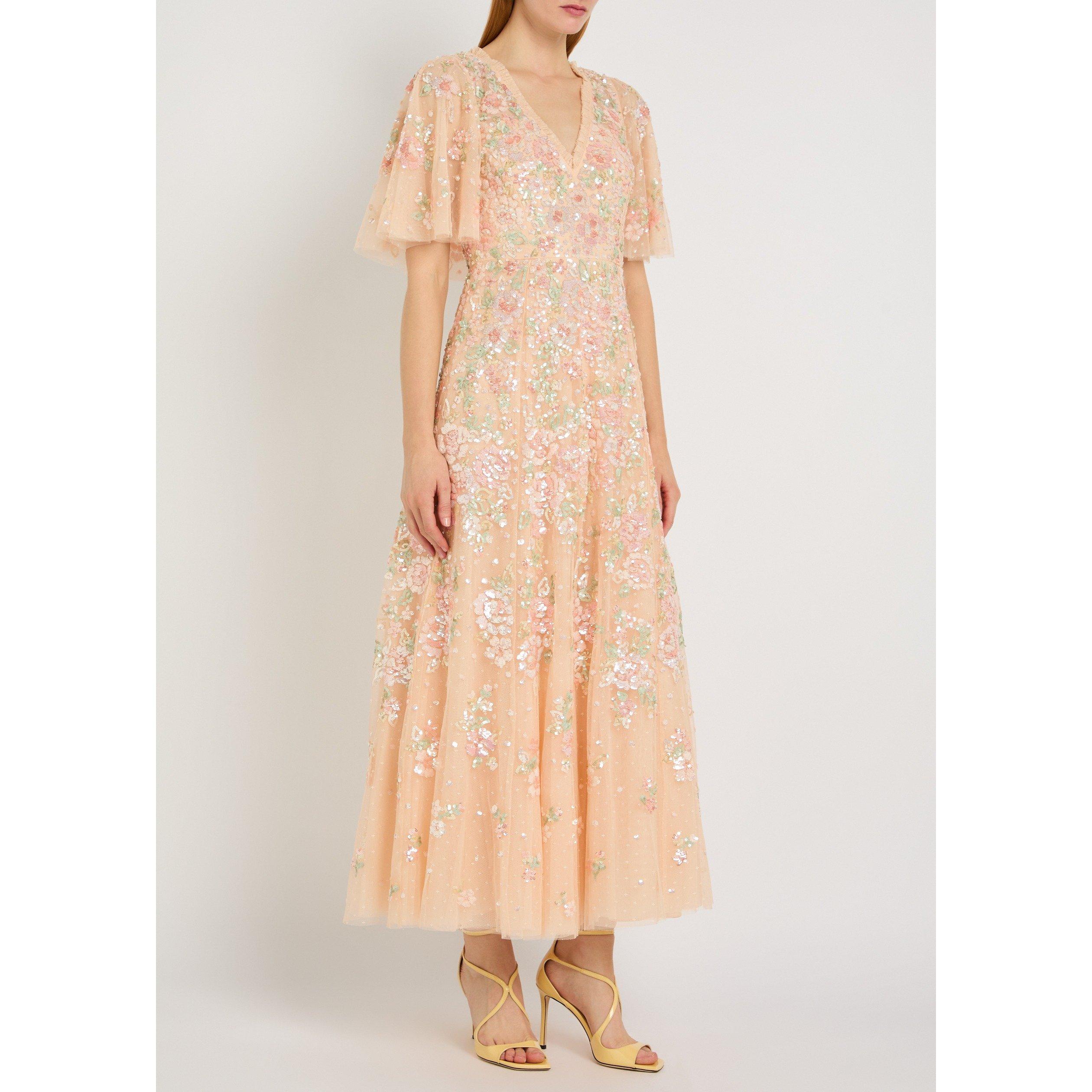 PINK - Needle and Thread - LD SEQUIN BOUQUET CAPE GOWN - 2