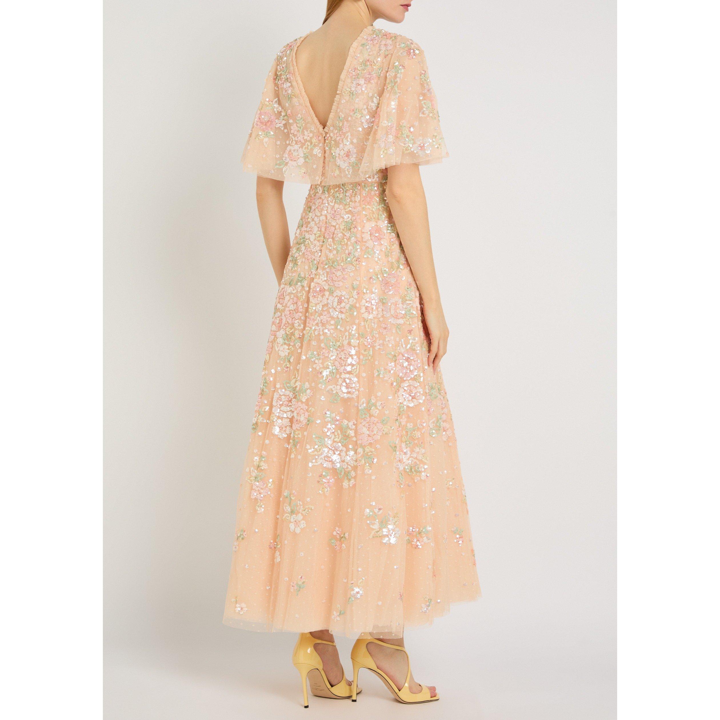PINK - Needle and Thread - LD SEQUIN BOUQUET CAPE GOWN - 3
