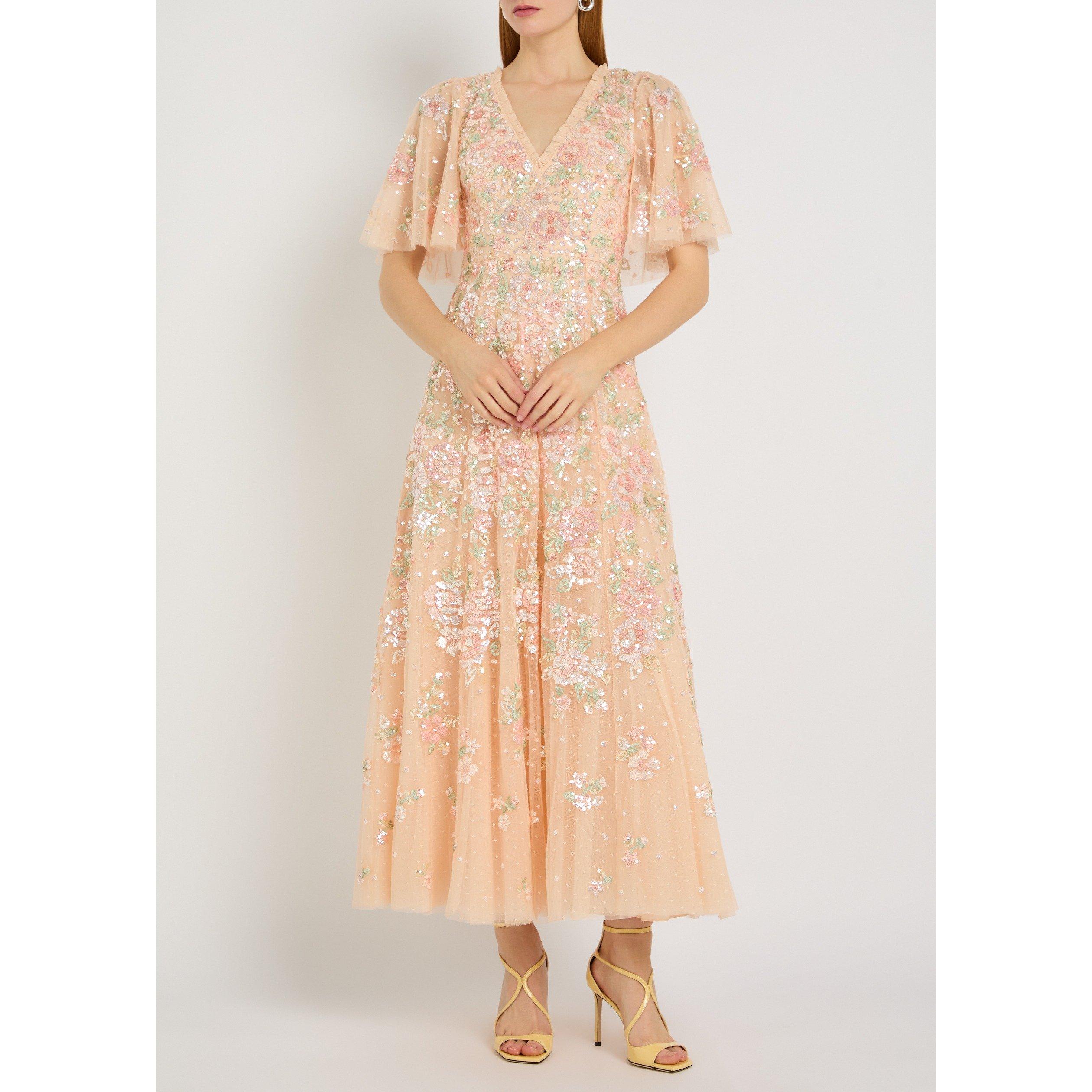 PINK - Needle and Thread - LD SEQUIN BOUQUET CAPE GOWN - 5