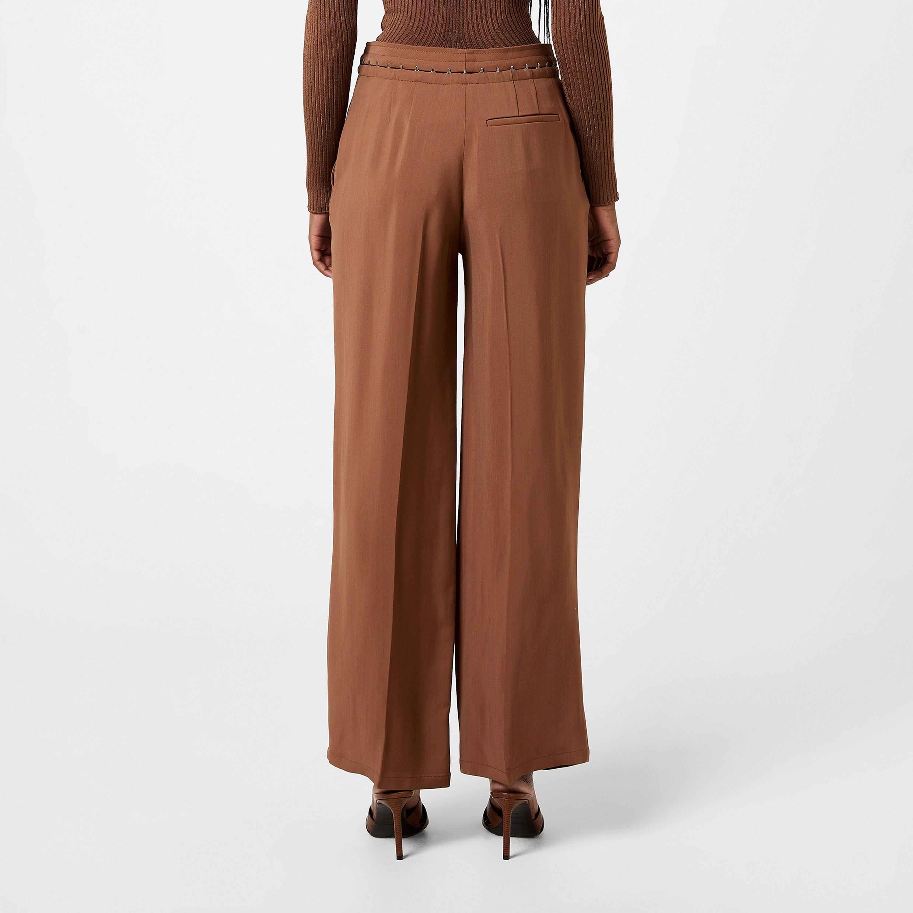 CINNAMON - Mugler - Hook & Eye Wide Leg Trousers - 3