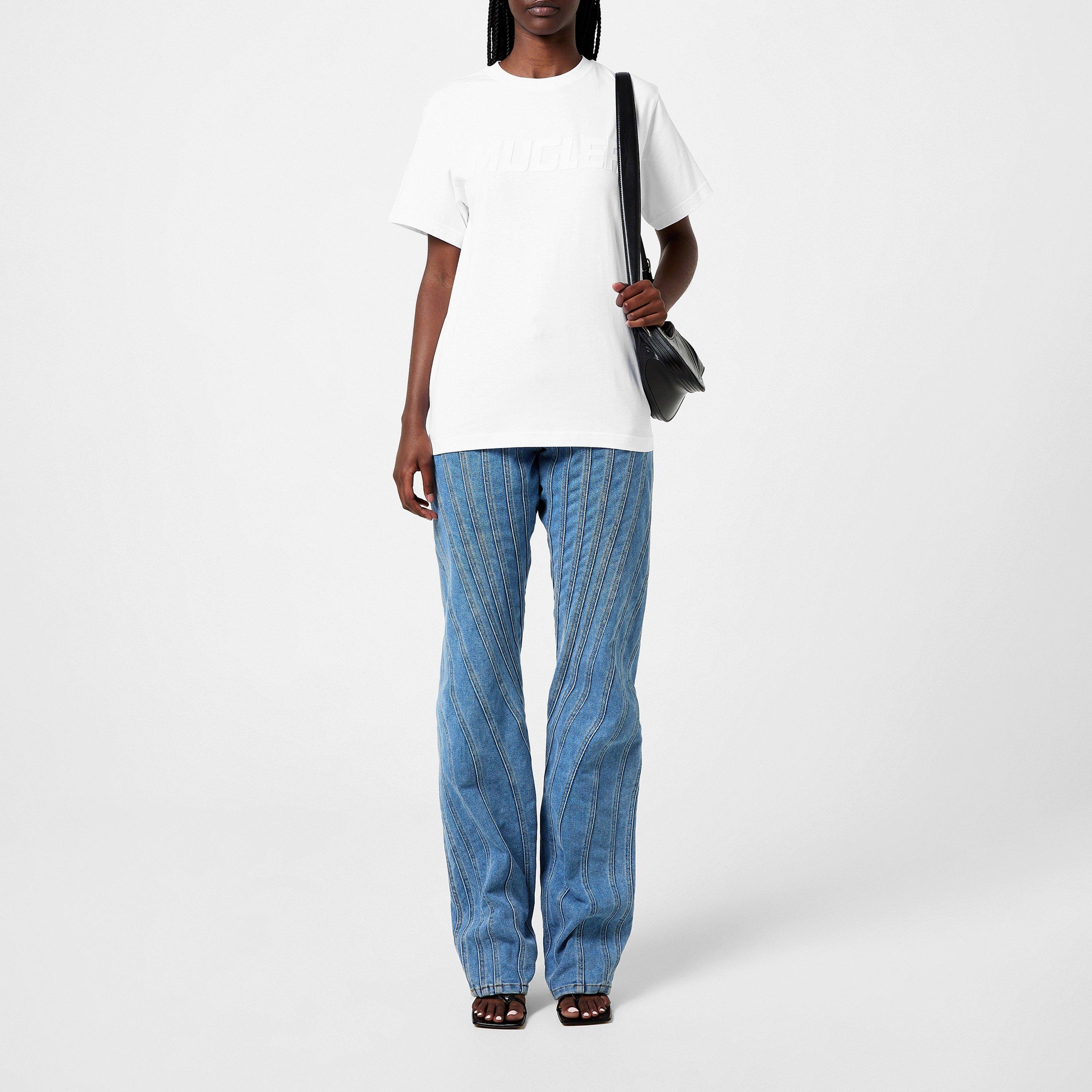WHITE - Mugler - Logo Print Oversized T-Shirt - 4