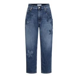 Valentino Floral Applique Straight Jeans