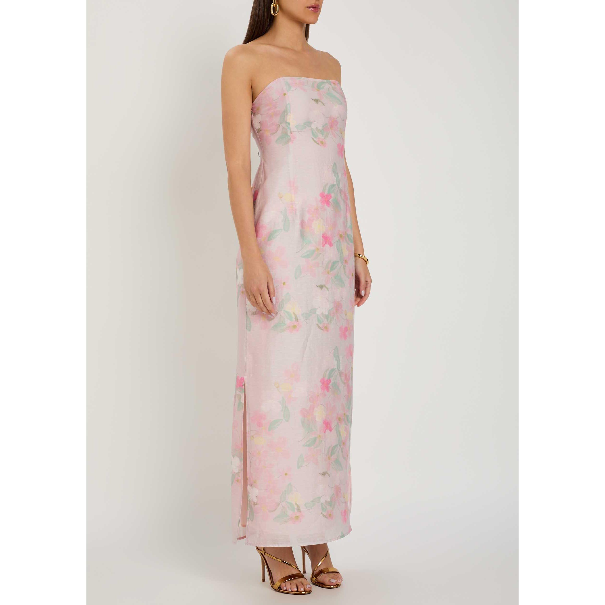 PINK AND OTHER - BERNADETTE - Women's Elora Strapless Linen Maxi Dress - 2