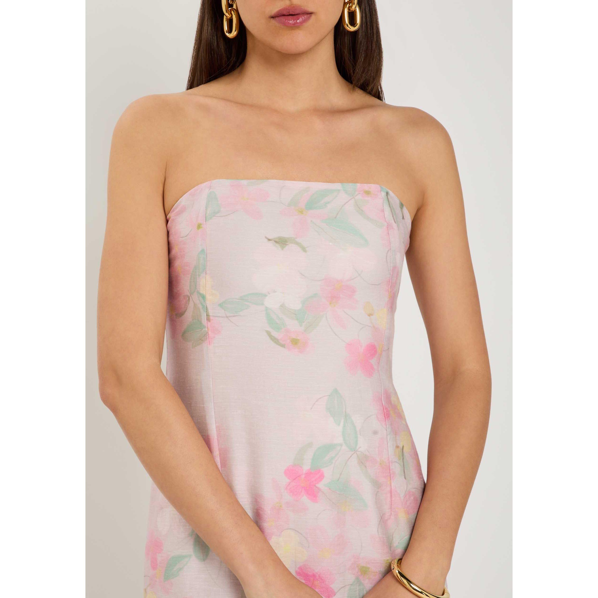 PINK AND OTHER - BERNADETTE - Women's Elora Strapless Linen Maxi Dress - 4