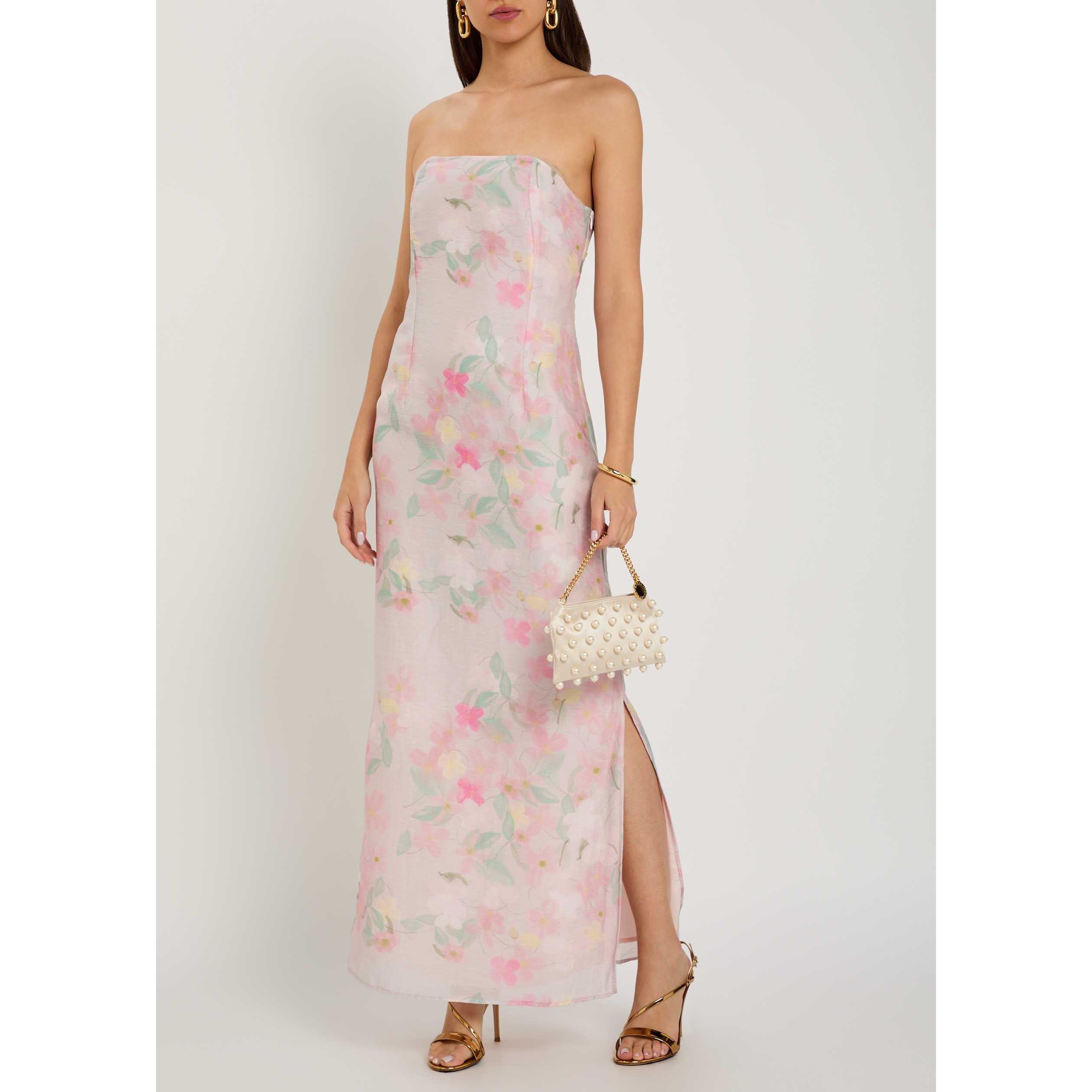 PINK AND OTHER - BERNADETTE - Women's Elora Strapless Linen Maxi Dress - 5