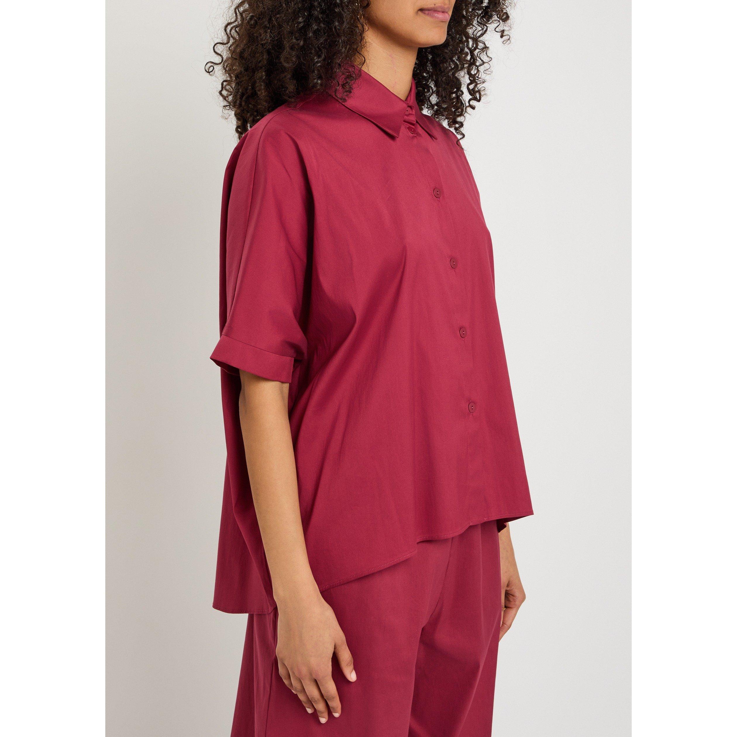 BURGUNDY - Max Mara - Women's Pittura Short-Sleeve Plain Shirt - 2