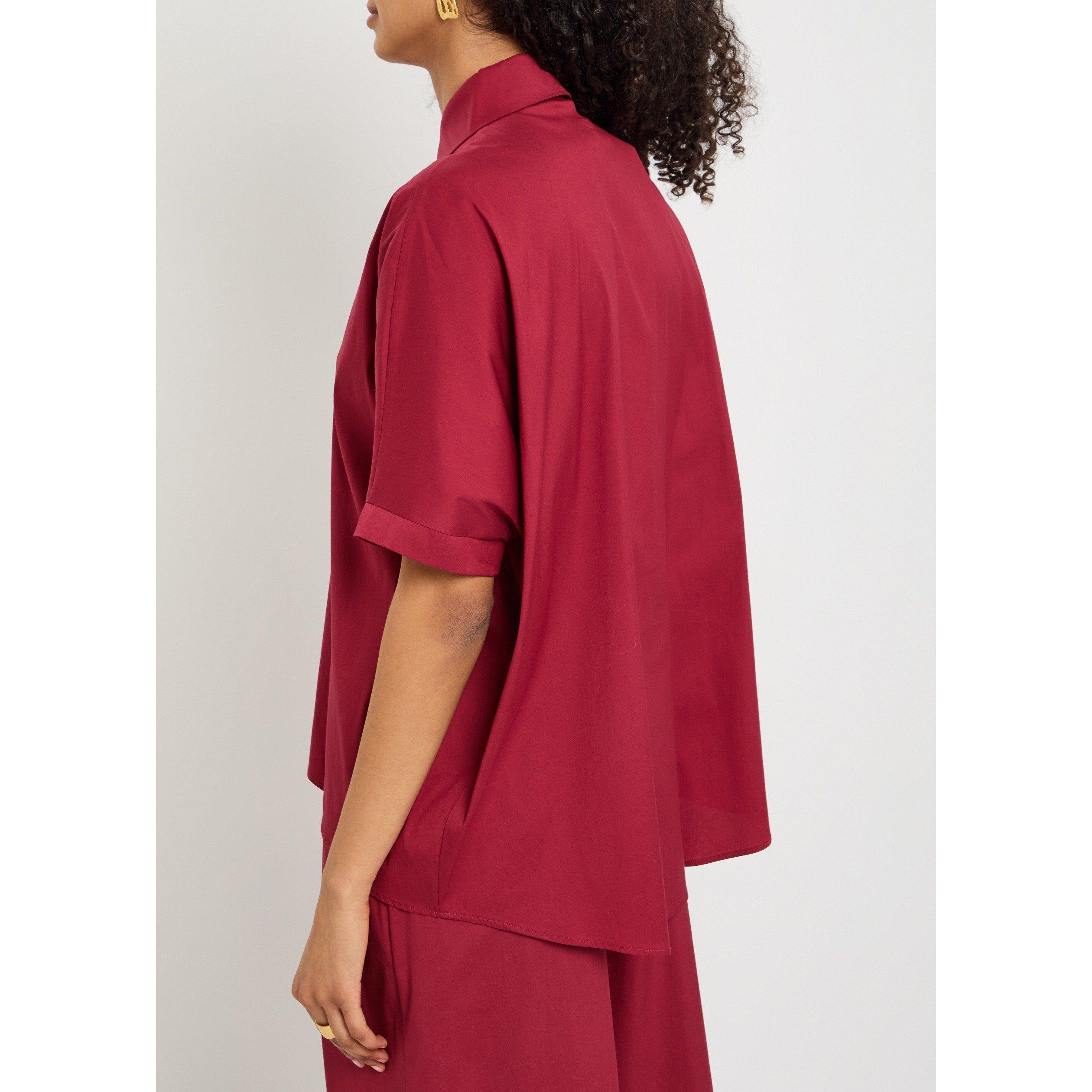 BURGUNDY - Max Mara - Women's Pittura Short-Sleeve Plain Shirt - 3