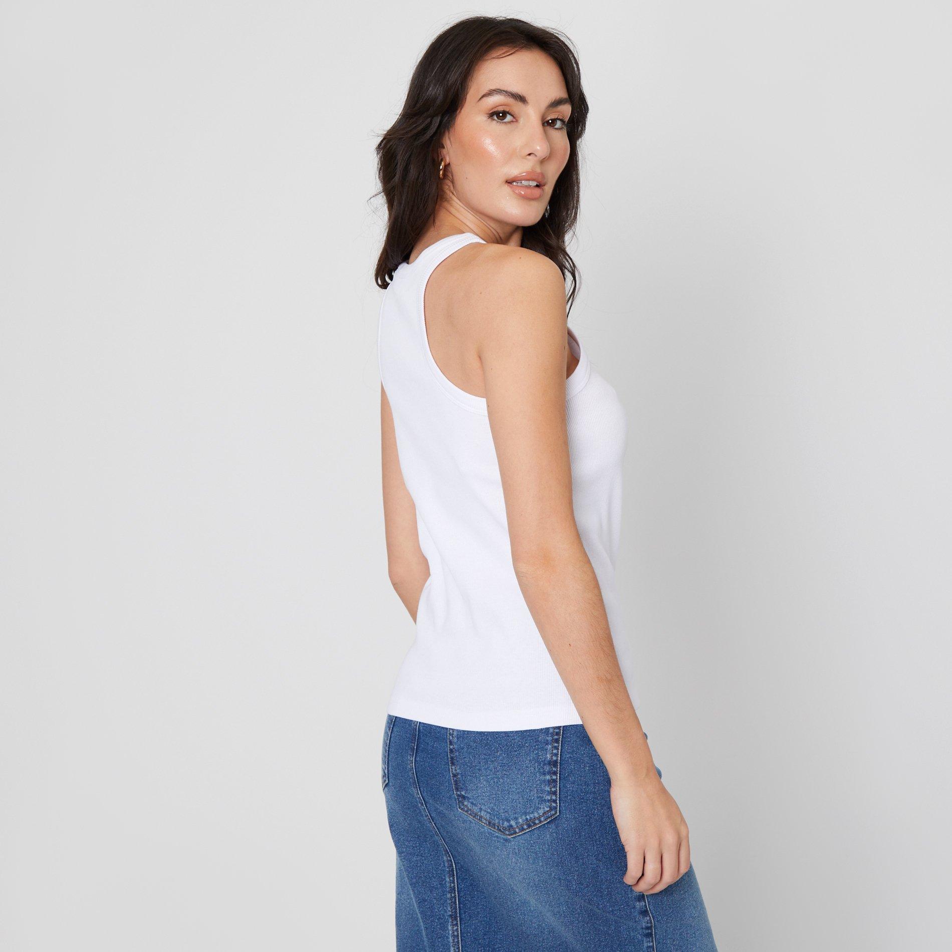 White - Be You - Rib Racerback Vest - 3