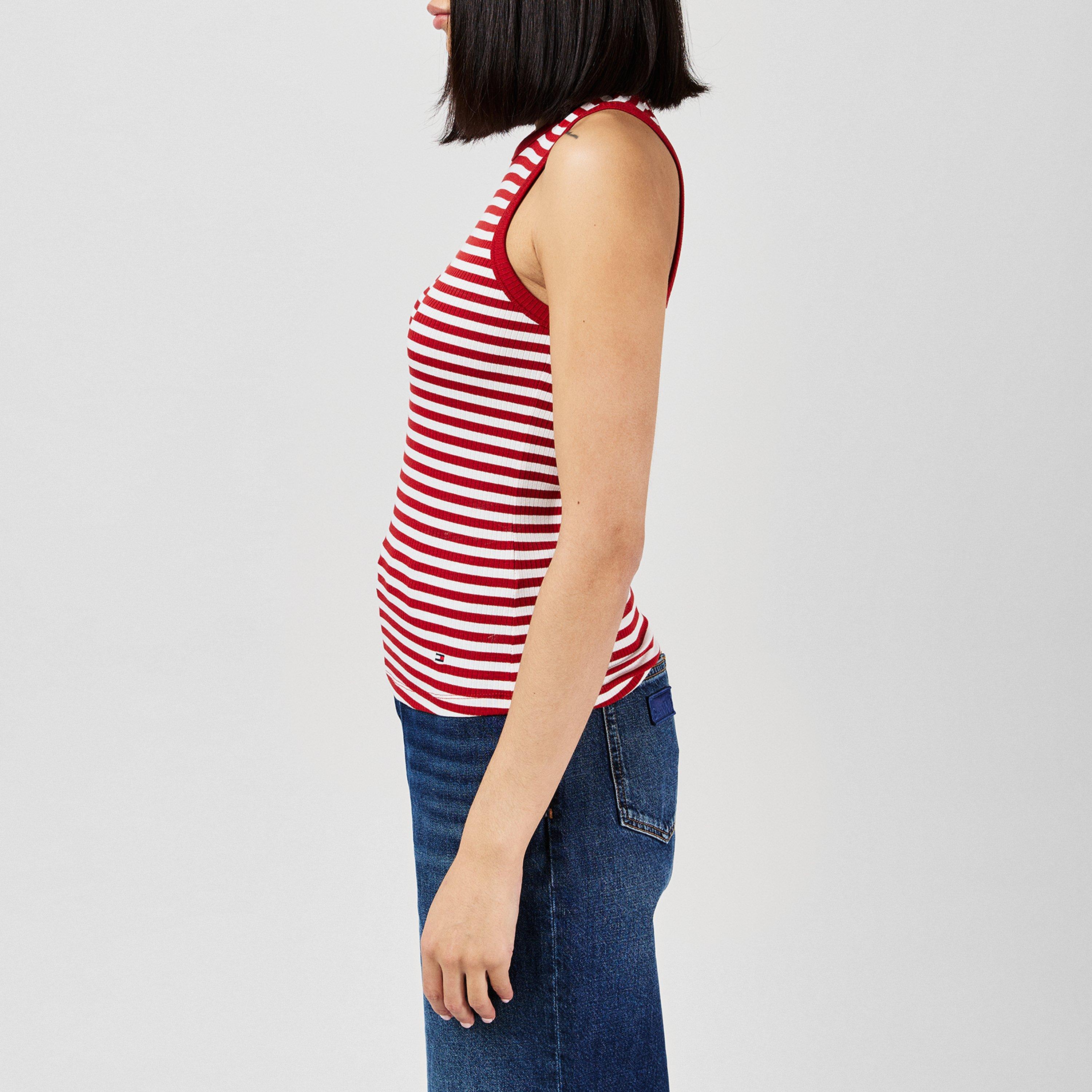 Ecru/Magma - Tommy Hilfiger - Women's Slim Rib Vest - 2