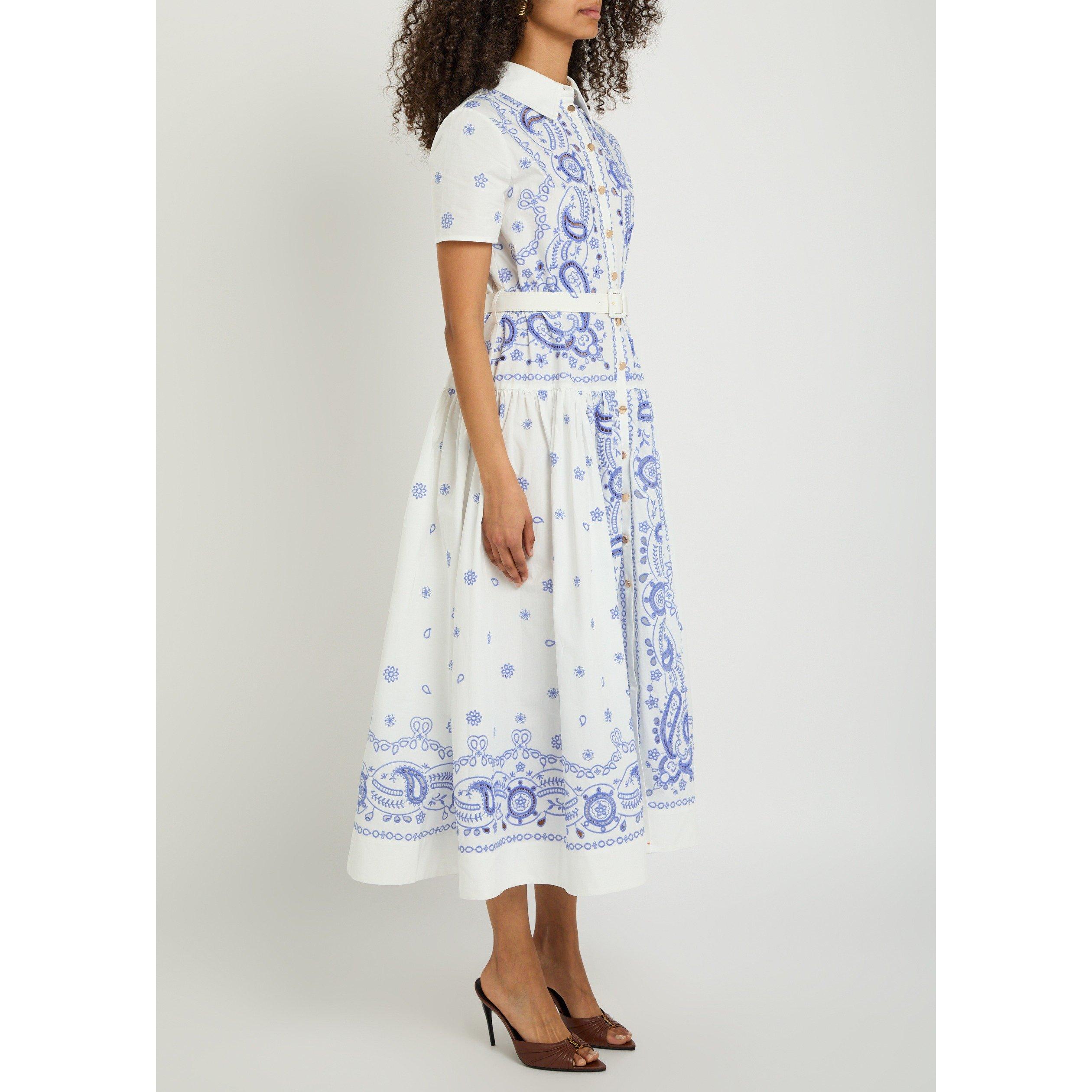 WHITE AND BLUE - Self Portrait - LD WHITE AND BLUE MIDI DRESS - 2