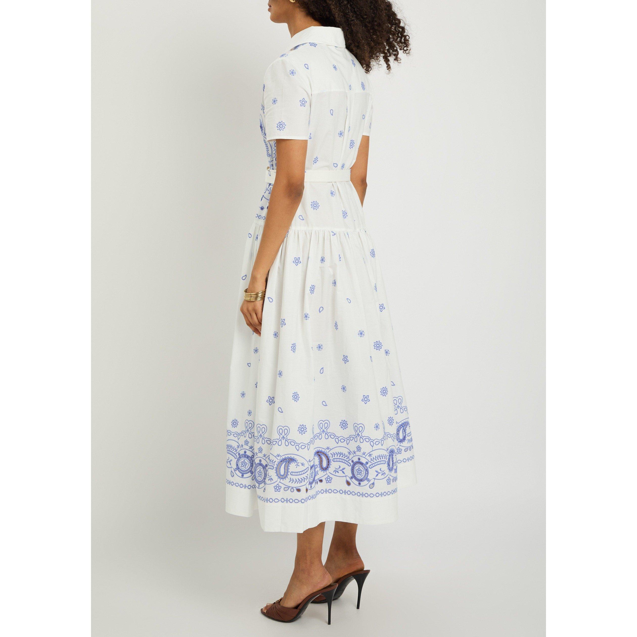 WHITE AND BLUE - Self Portrait - LD WHITE AND BLUE MIDI DRESS - 3