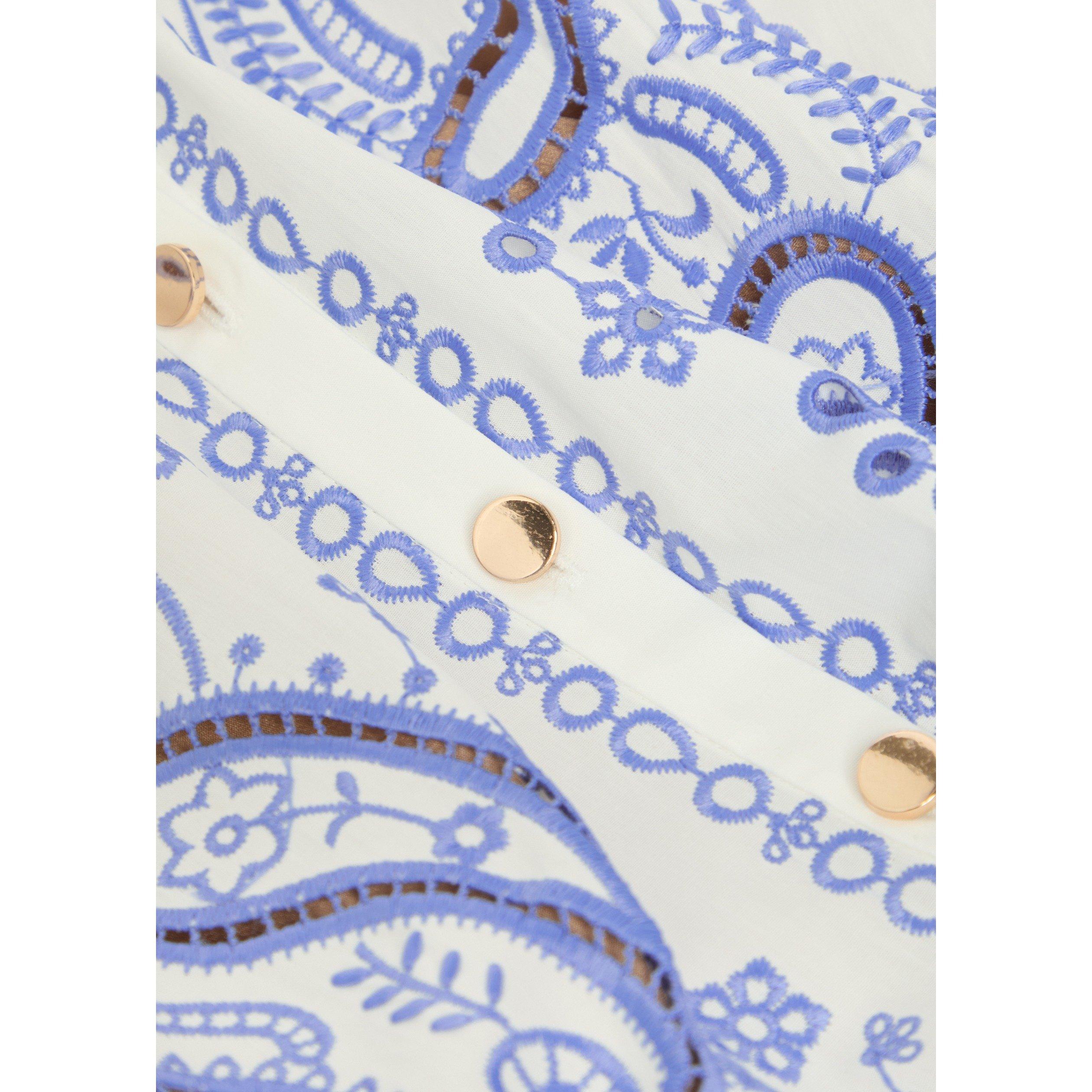 WHITE AND BLUE - Self Portrait - LD WHITE AND BLUE MIDI DRESS - 4